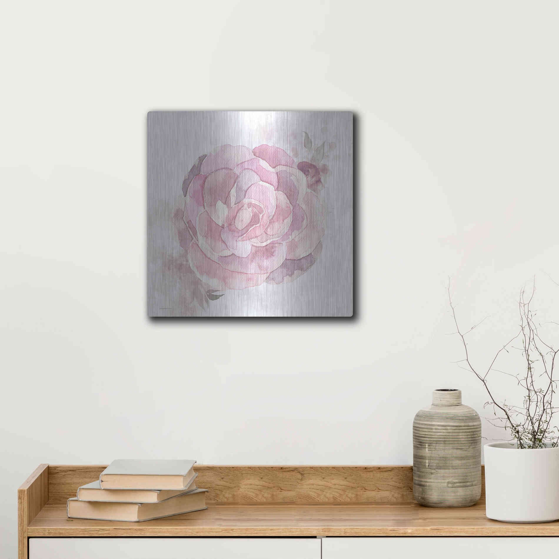 Luxe Metal Art 'Cottage Peony II' by Bluebird Barn, Metal Wall Art,12x12