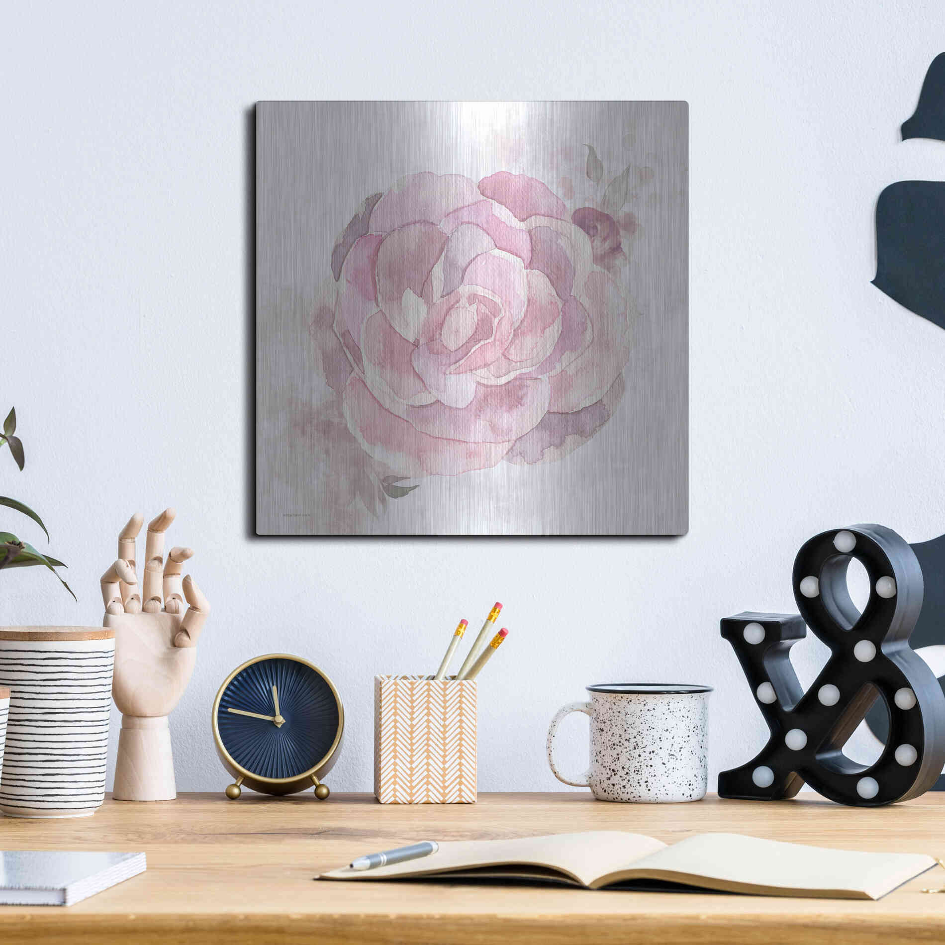 Luxe Metal Art 'Cottage Peony II' by Bluebird Barn, Metal Wall Art,12x12