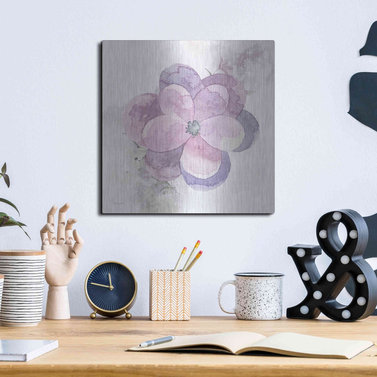 Luxe Metal Art 'Cottage Pansy' by Bluebird Barn, Metal Wall Art,12x12