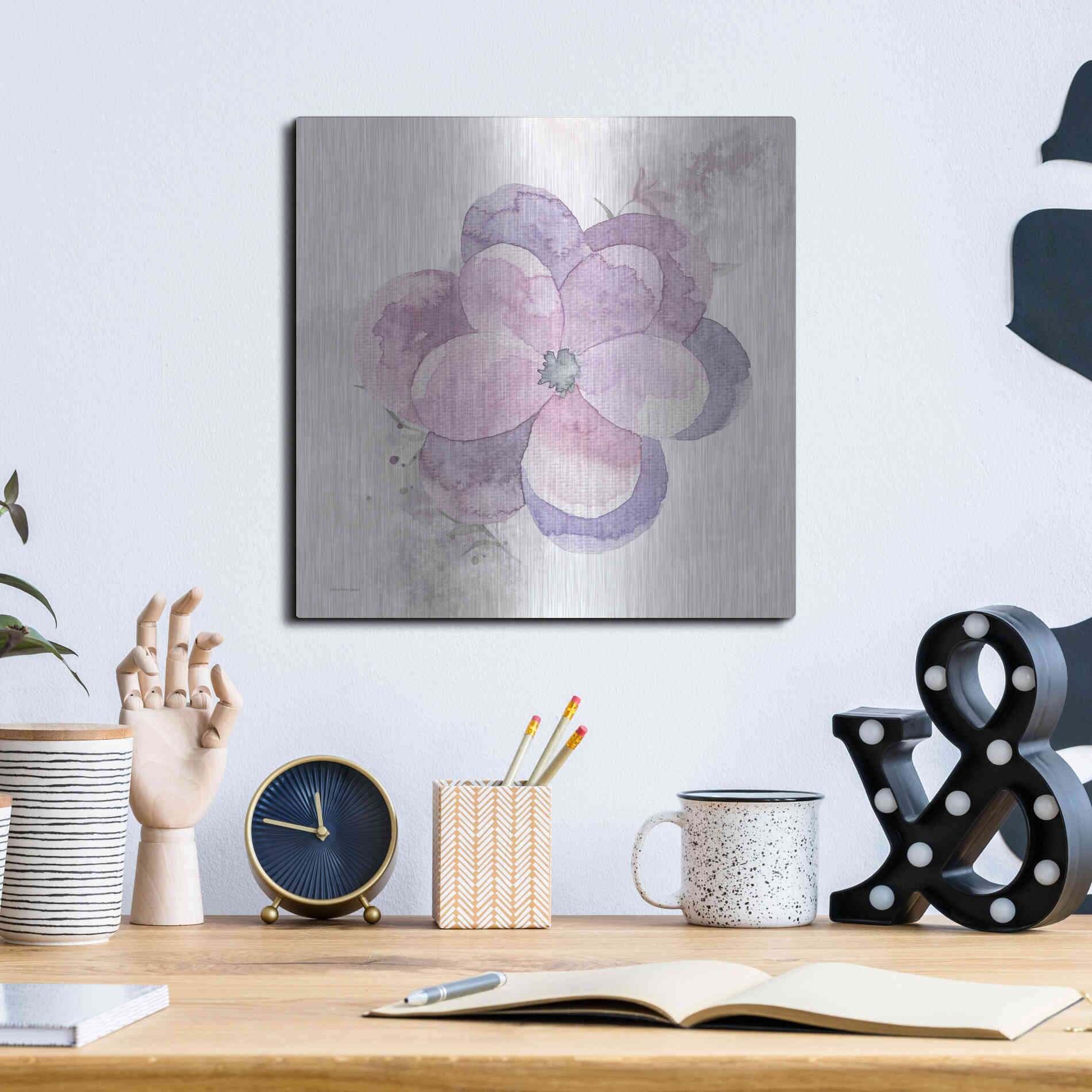 Luxe Metal Art 'Cottage Pansy' by Bluebird Barn, Metal Wall Art,12x12