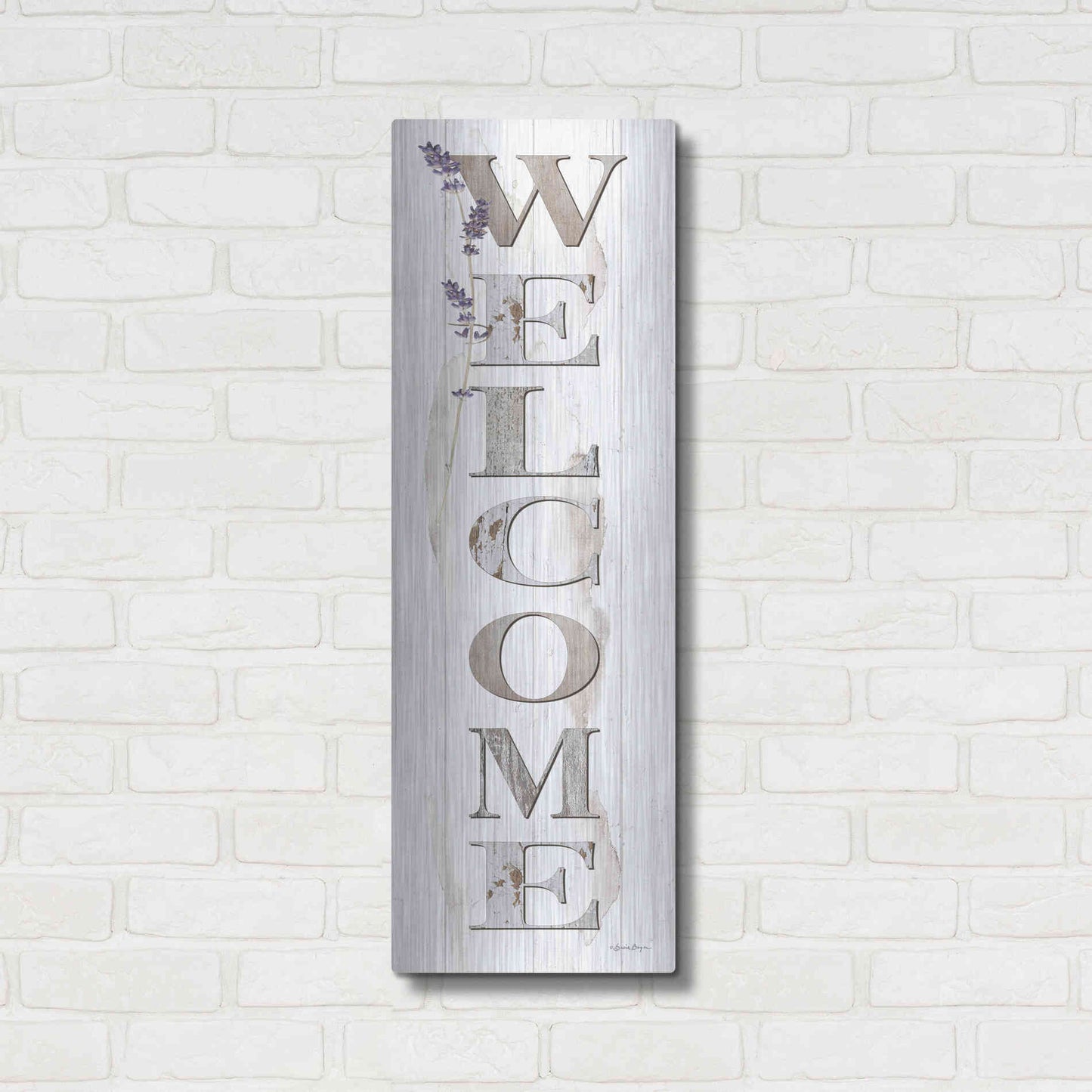 Luxe Metal Art 'Welcome' by Susie Boyer, Metal Wall Art,12x36