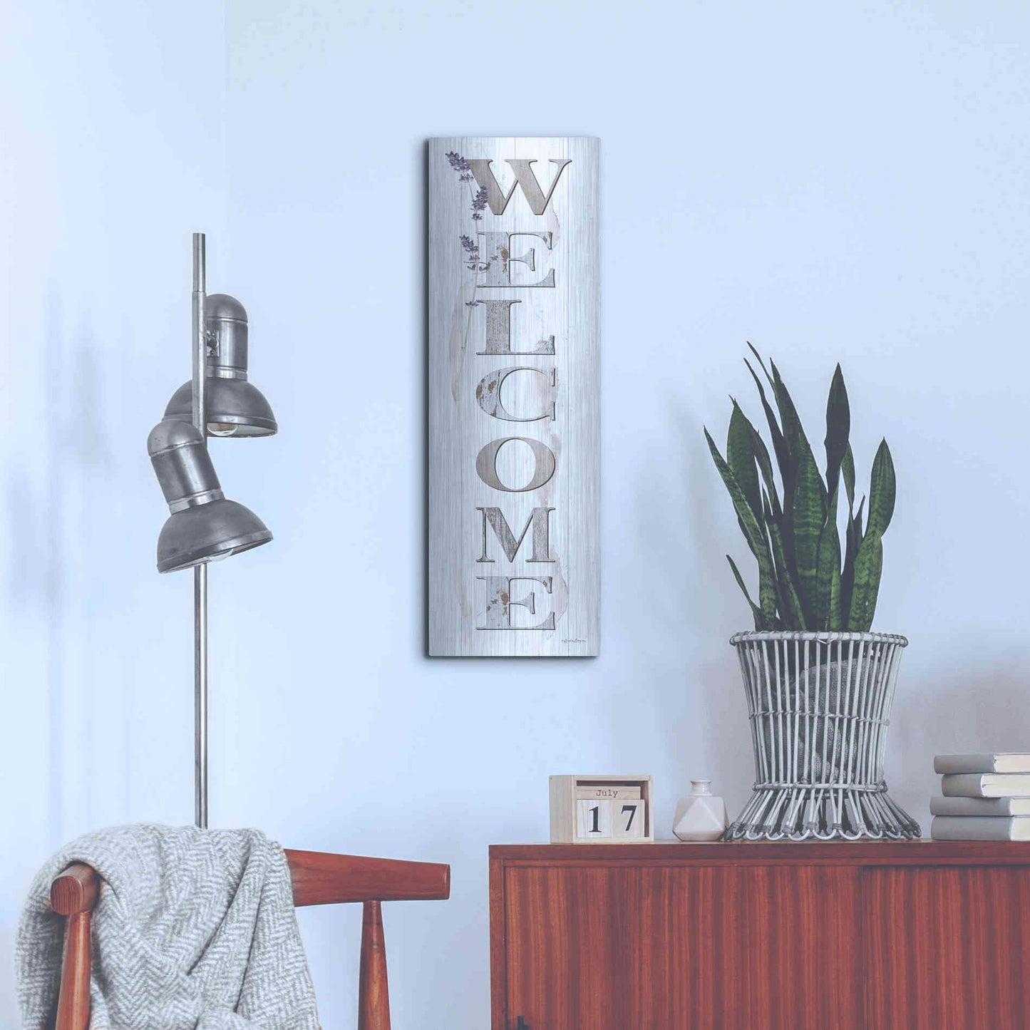 Luxe Metal Art 'Welcome' by Susie Boyer, Metal Wall Art,12x36