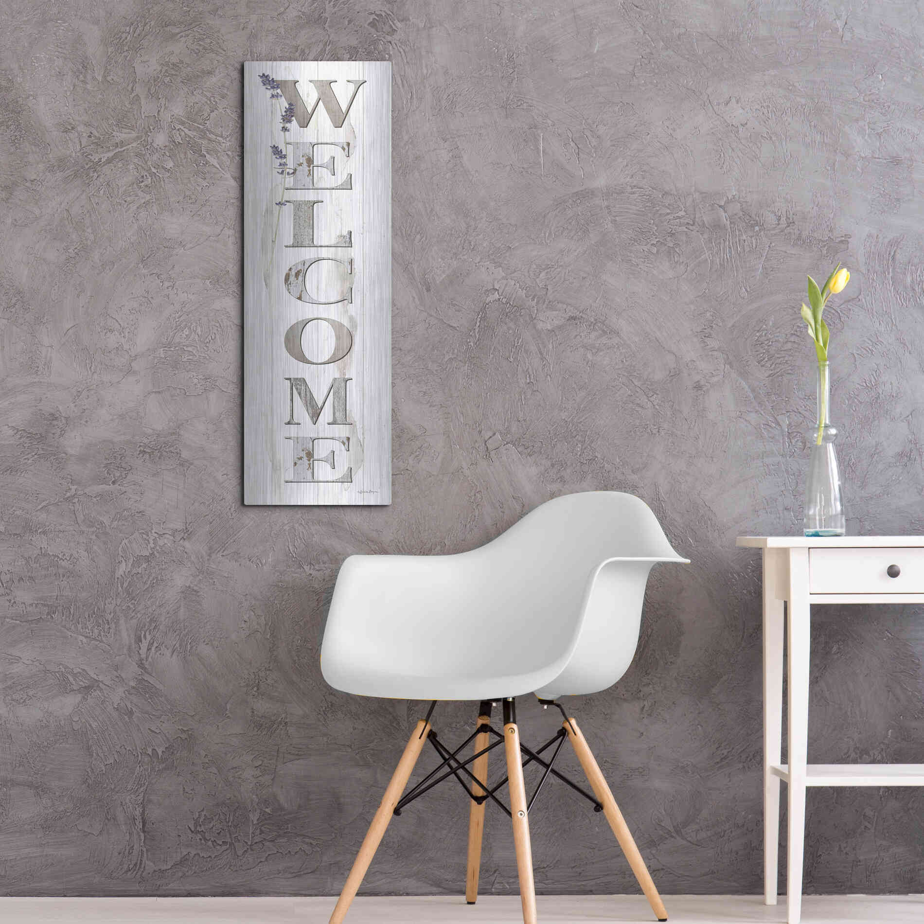 Luxe Metal Art 'Welcome' by Susie Boyer, Metal Wall Art,12x36