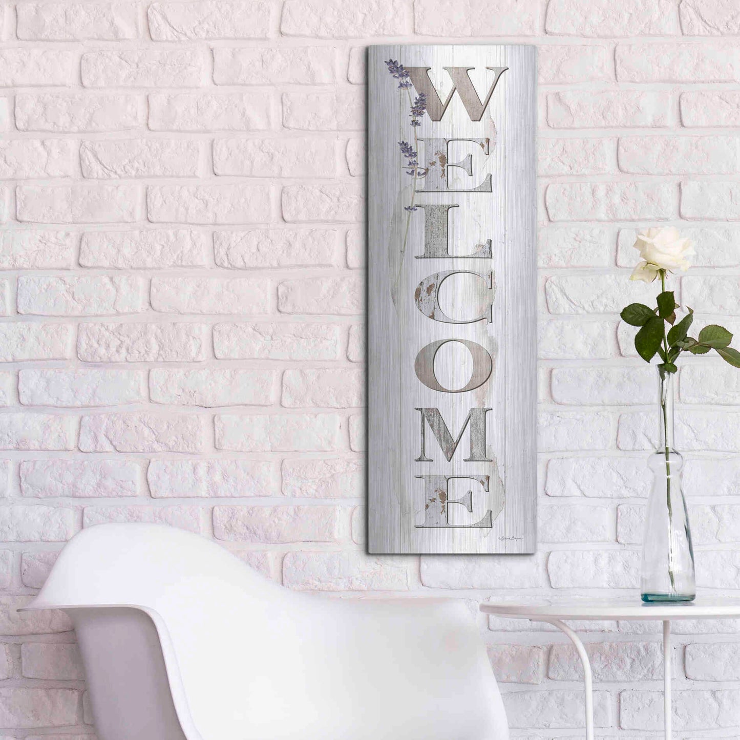 Luxe Metal Art 'Welcome' by Susie Boyer, Metal Wall Art,12x36
