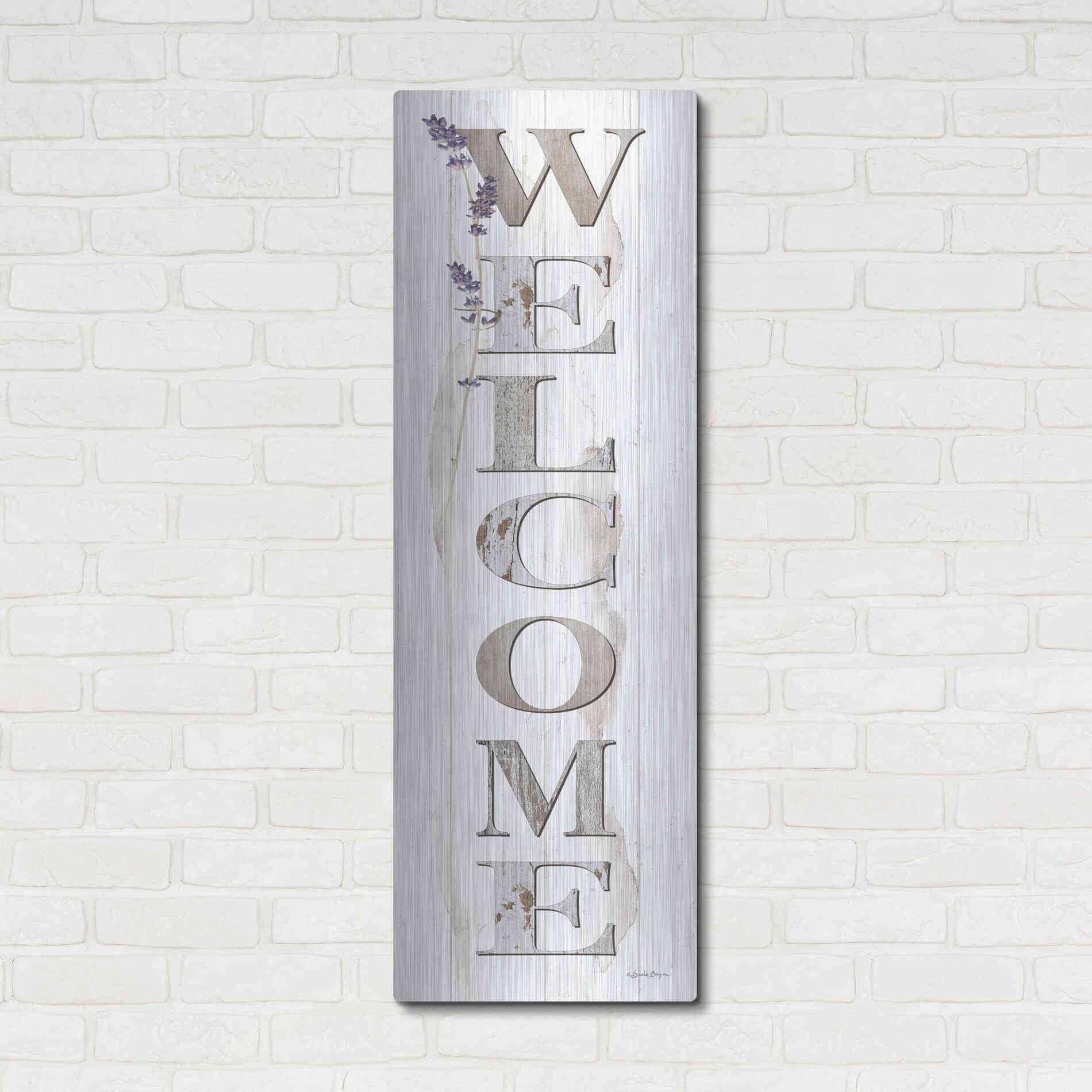 Luxe Metal Art 'Welcome' by Susie Boyer, Metal Wall Art,16x48