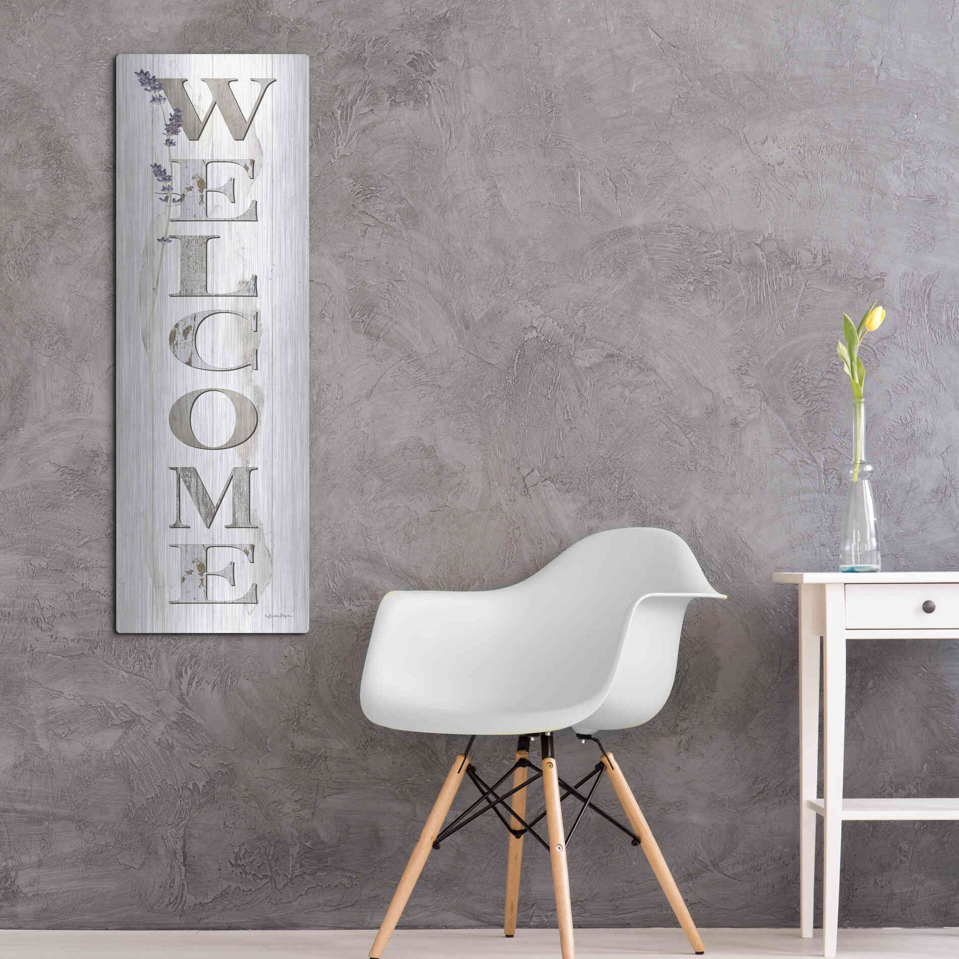 Luxe Metal Art 'Welcome' by Susie Boyer, Metal Wall Art,16x48