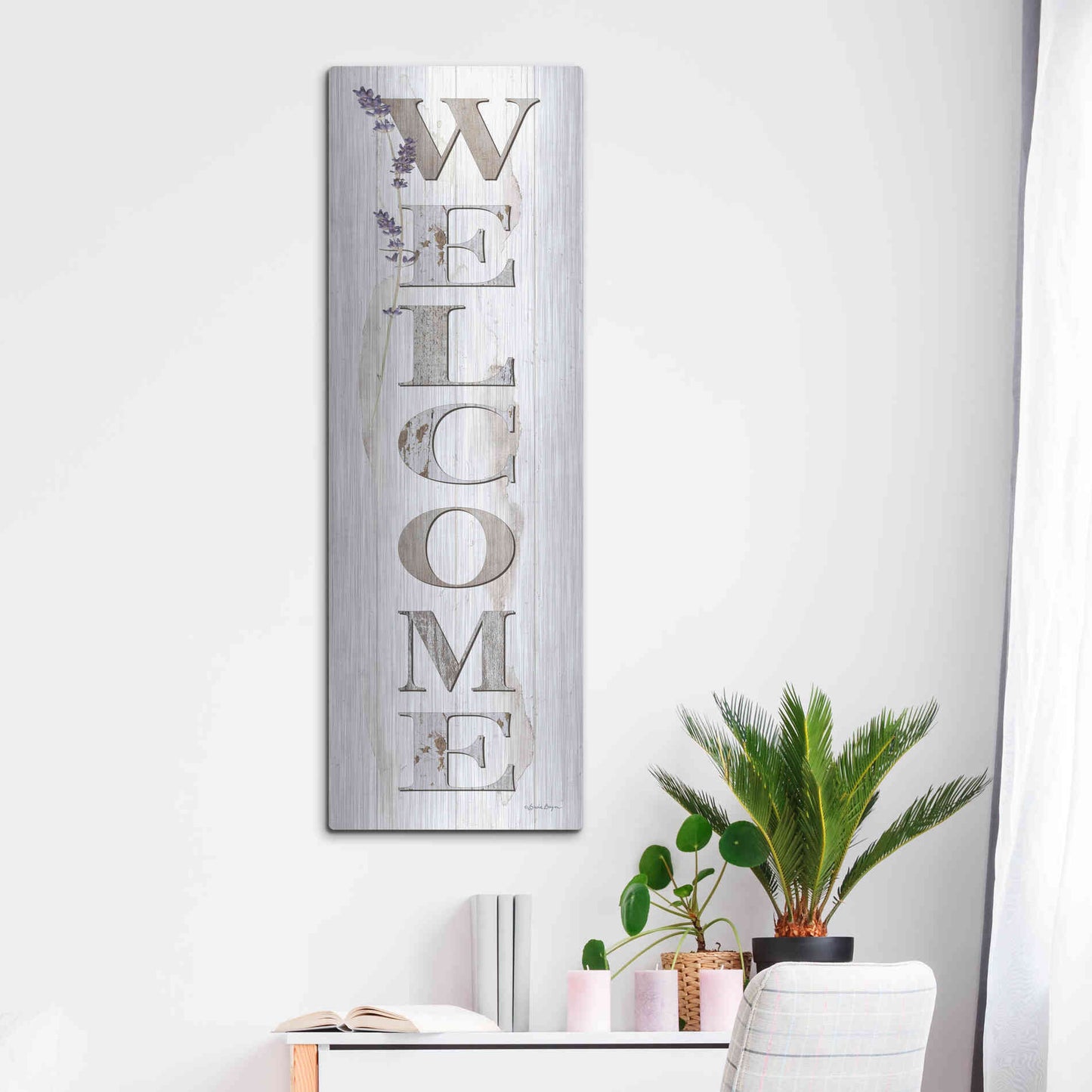 Luxe Metal Art 'Welcome' by Susie Boyer, Metal Wall Art,16x48