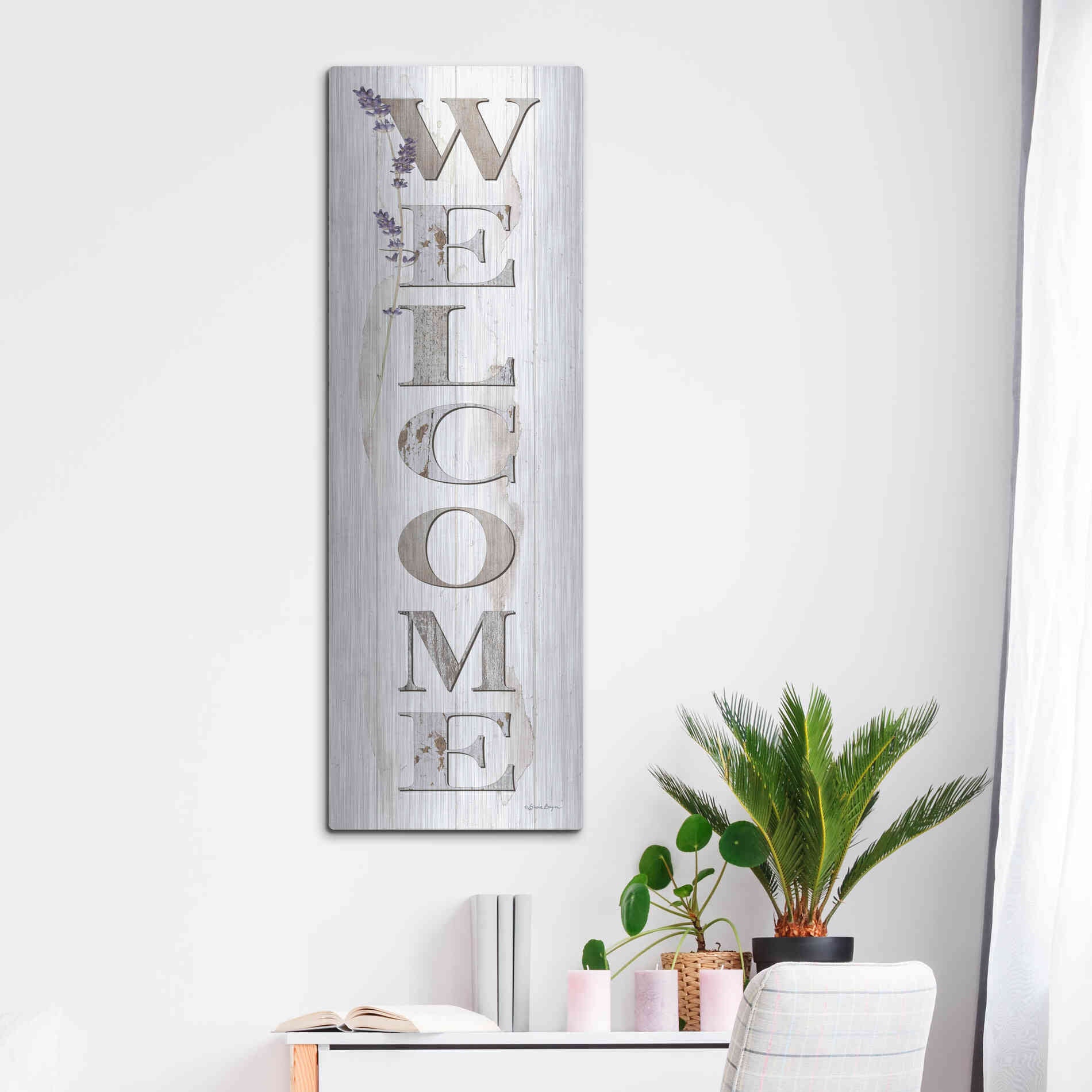 Luxe Metal Art 'Welcome' by Susie Boyer, Metal Wall Art,16x48
