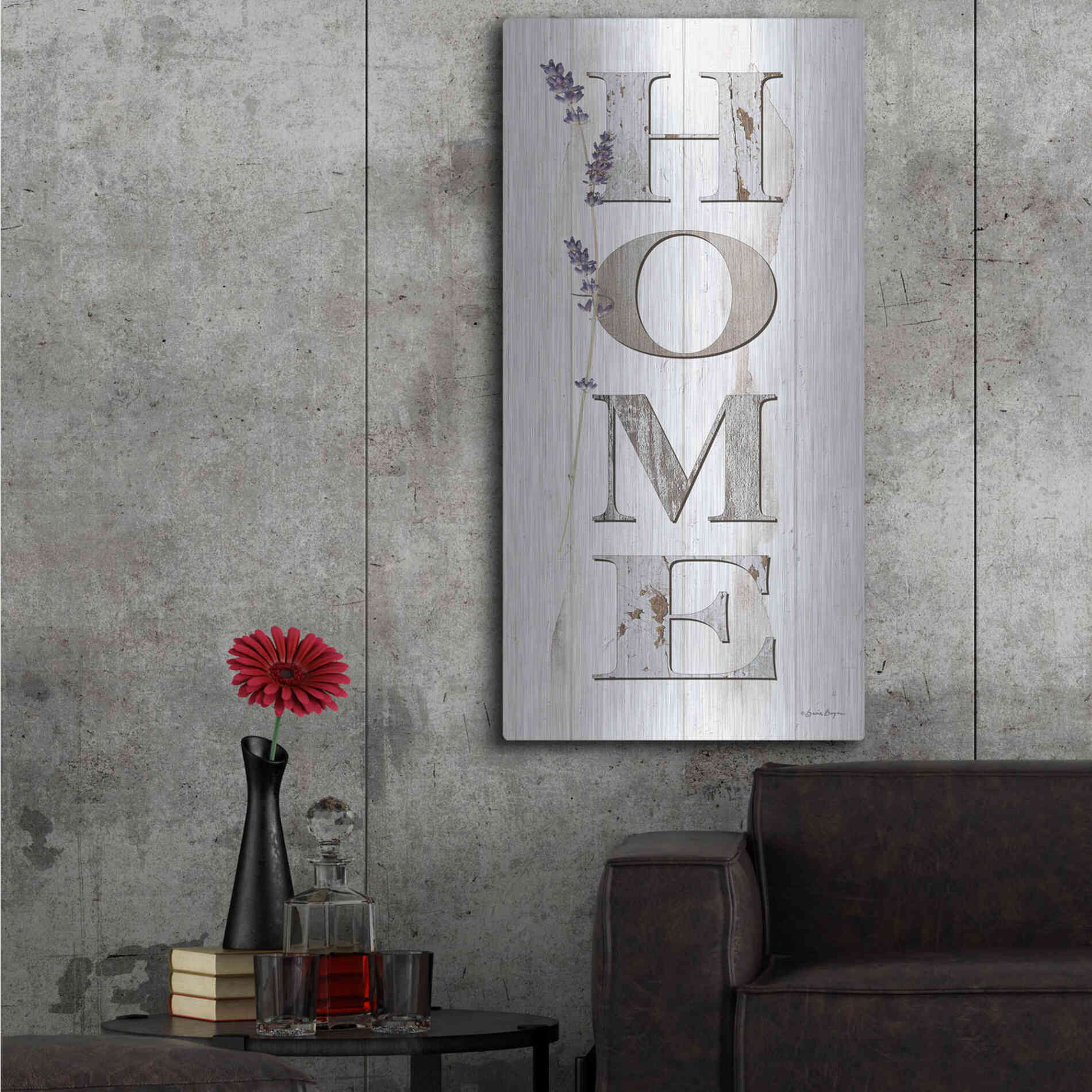 Luxe Metal Art 'HOME 2' by Susie Boyer, Metal Wall Art,24x48