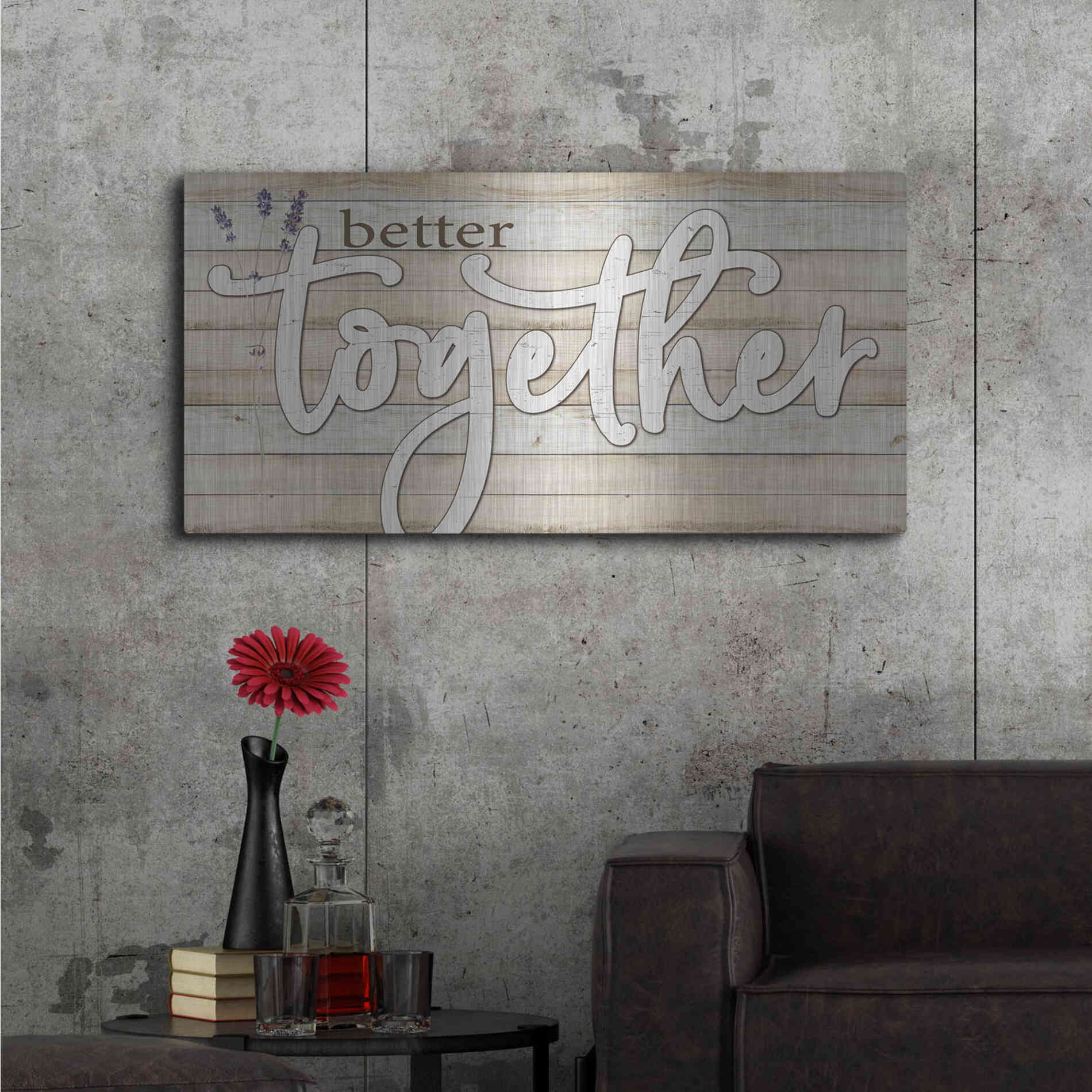 Luxe Metal Art 'Better Together' by Susie Boyer, Metal Wall Art,48x24