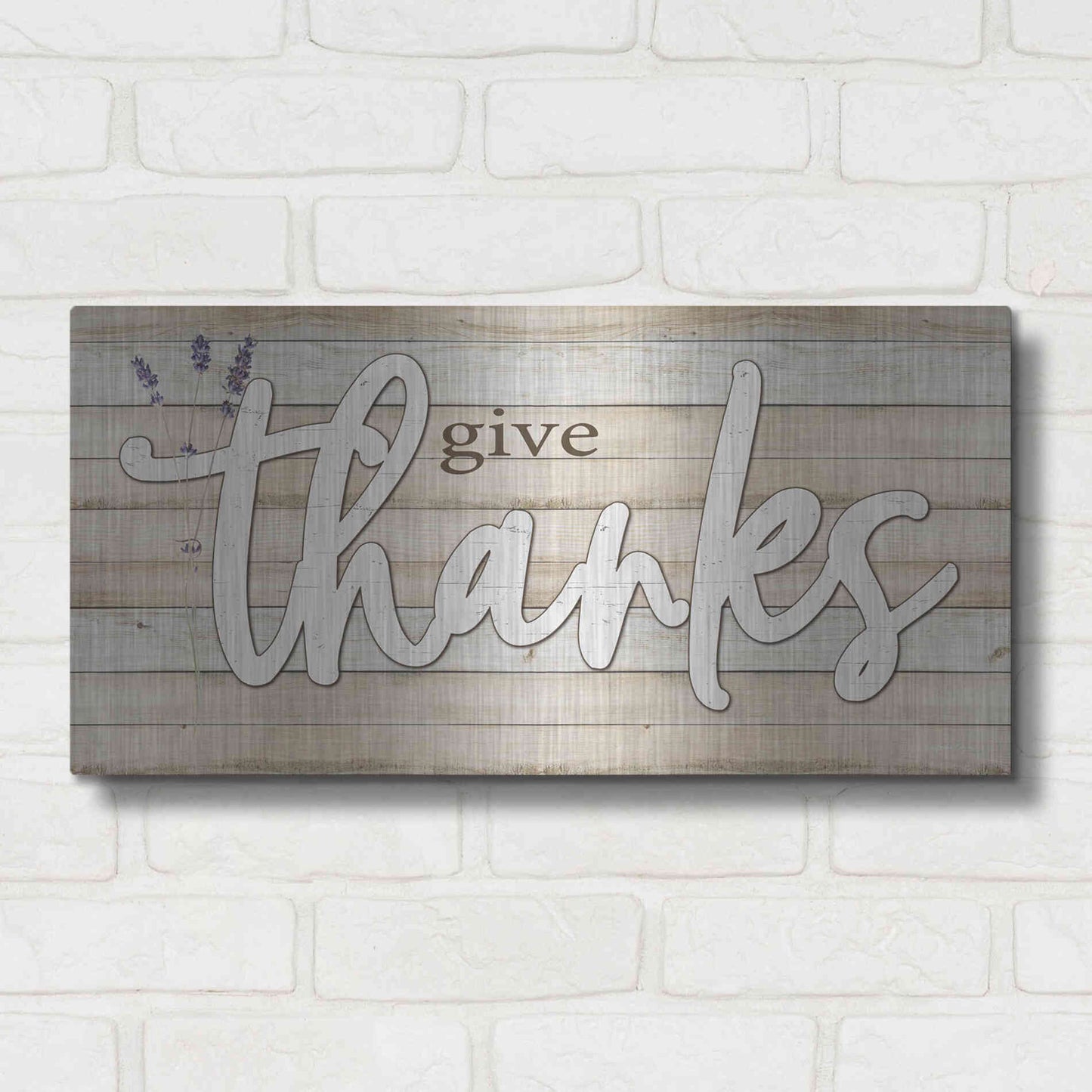 Luxe Metal Art 'Give Thanks' by Susie Boyer, Metal Wall Art,24x12