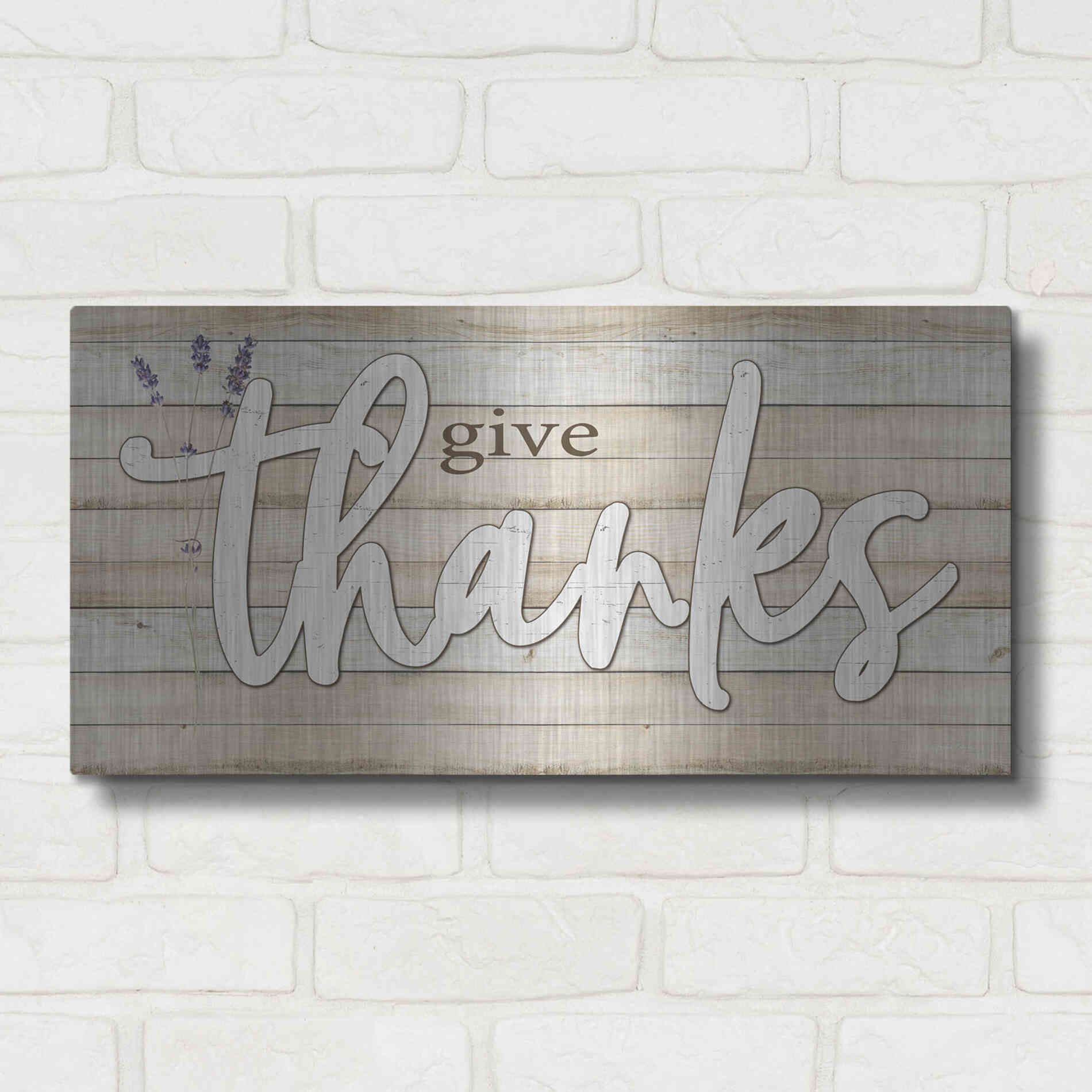 Luxe Metal Art 'Give Thanks' by Susie Boyer, Metal Wall Art,24x12