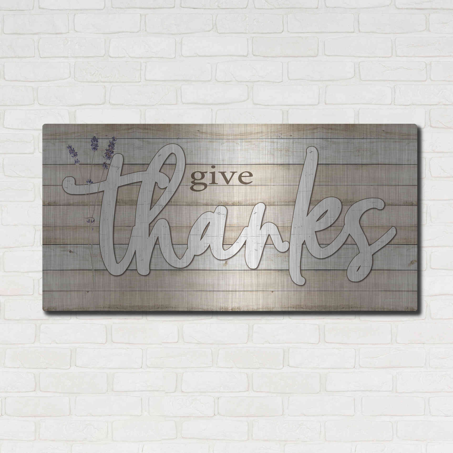Luxe Metal Art 'Give Thanks' by Susie Boyer, Metal Wall Art,48x24
