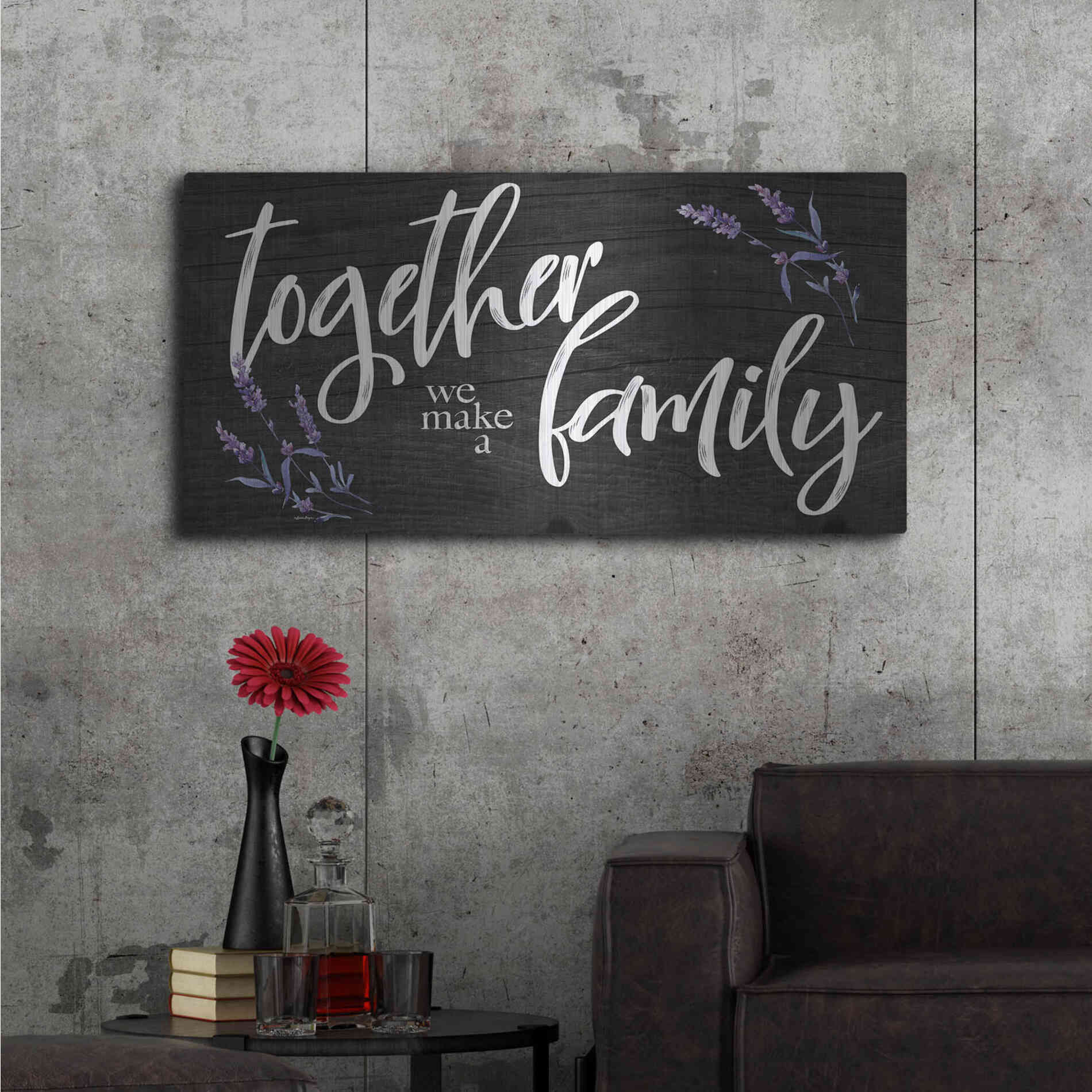 Luxe Metal Art 'Together We Make a Family     ' by Susie Boyer, Metal Wall Art,48x24