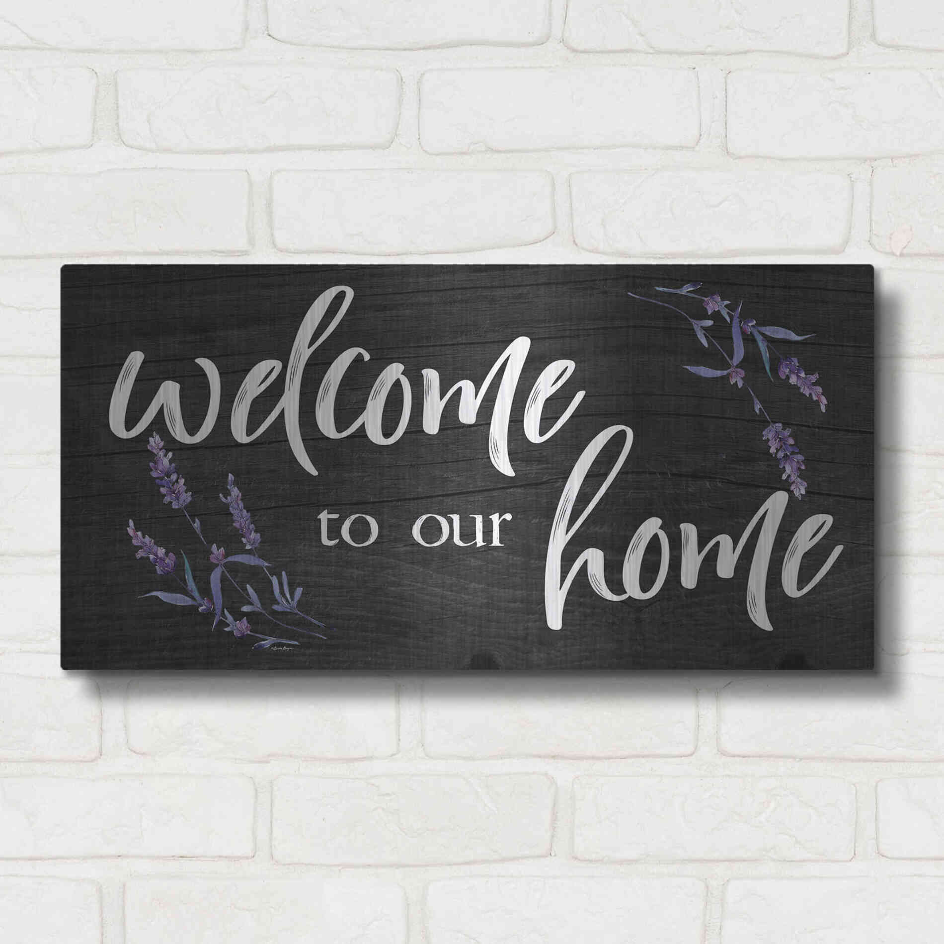 Luxe Metal Art 'Welcome to Our Home    ' by Susie Boyer, Metal Wall Art,24x12