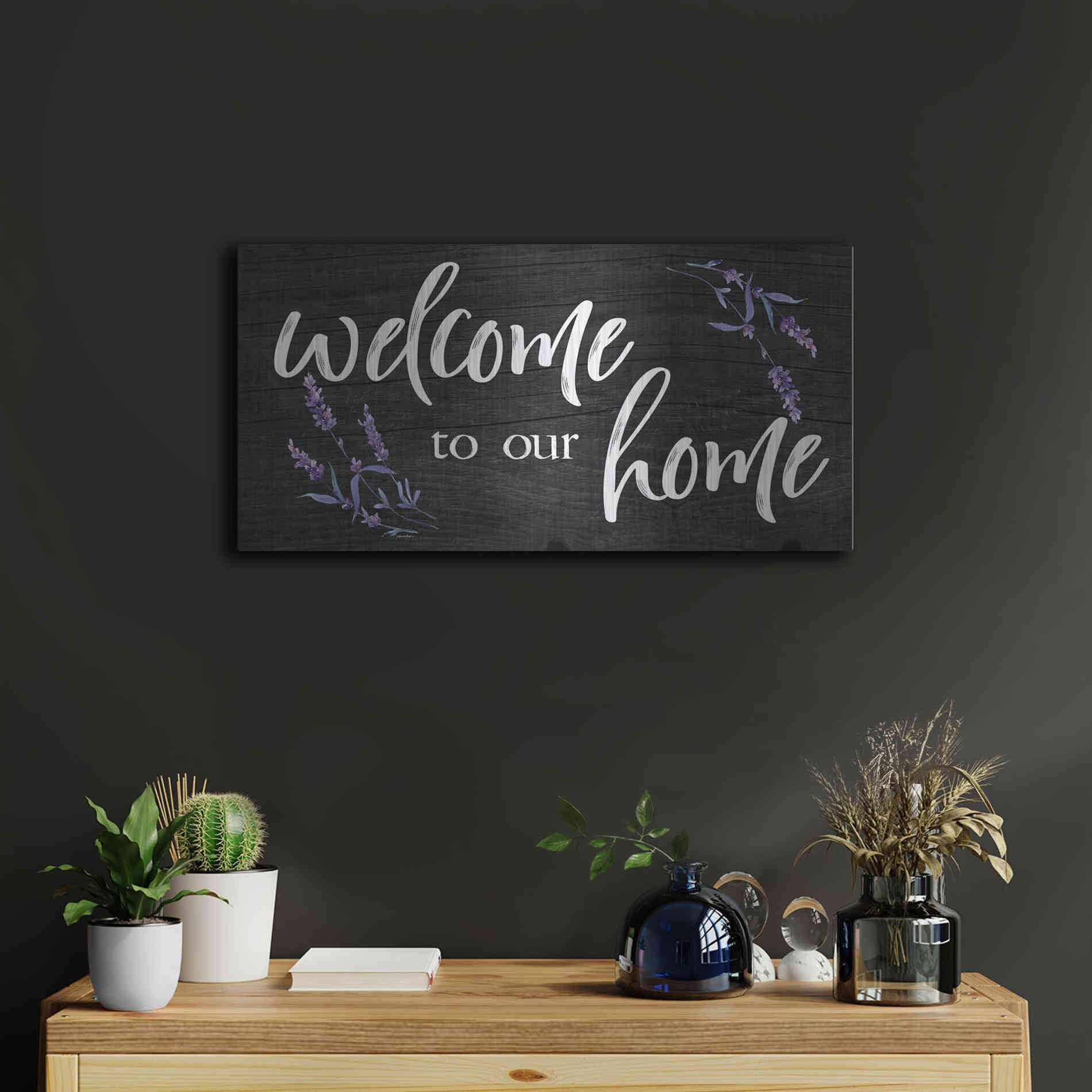 Luxe Metal Art 'Welcome to Our Home    ' by Susie Boyer, Metal Wall Art,24x12
