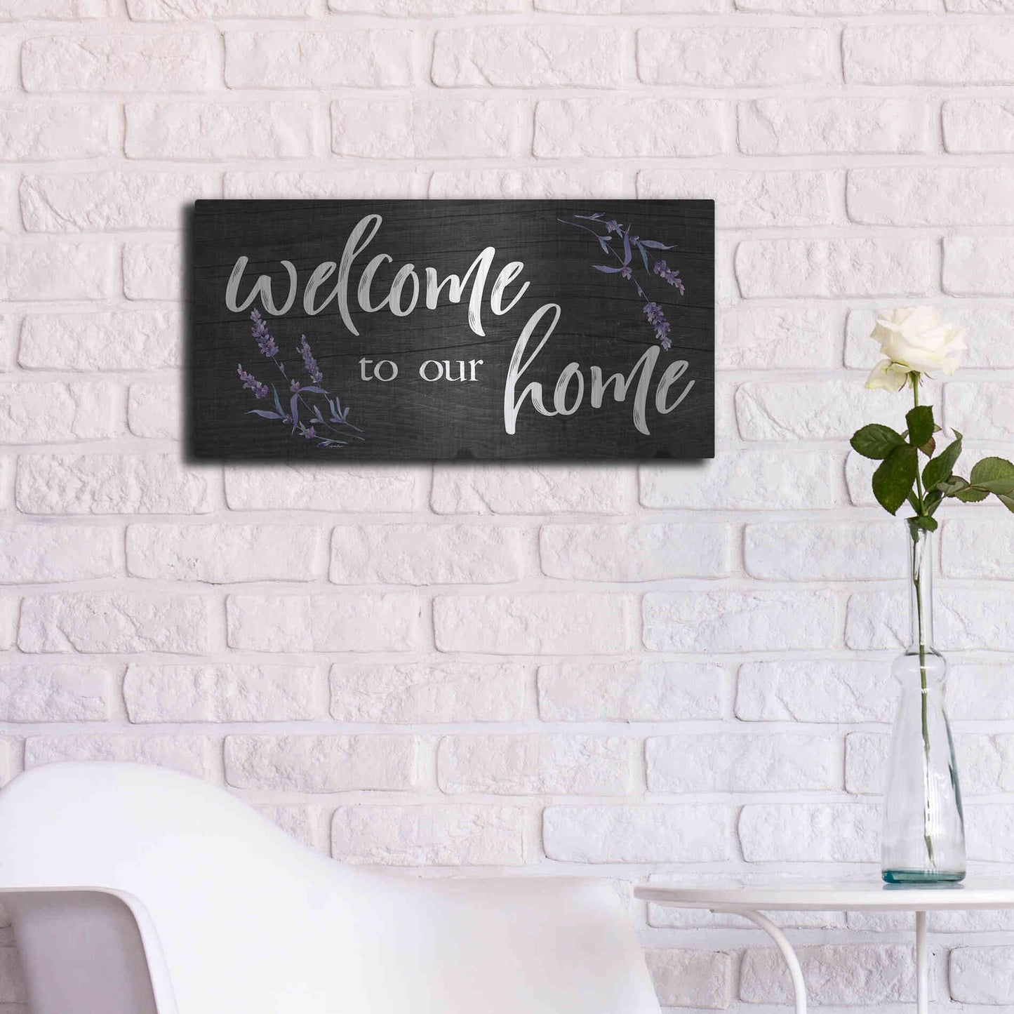 Luxe Metal Art 'Welcome to Our Home    ' by Susie Boyer, Metal Wall Art,24x12