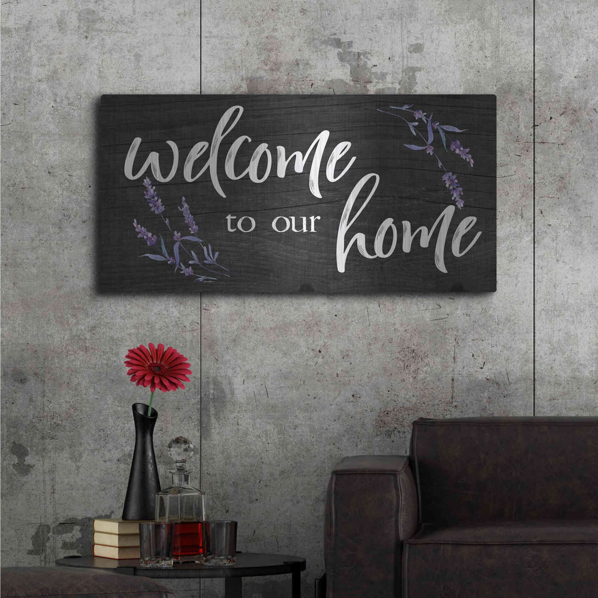 Luxe Metal Art 'Welcome to Our Home    ' by Susie Boyer, Metal Wall Art,48x24