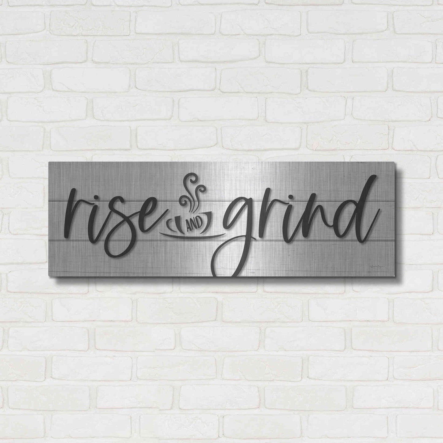 Luxe Metal Art 'Rise and Grind     ' by Susie Boyer, Metal Wall Art,36x12