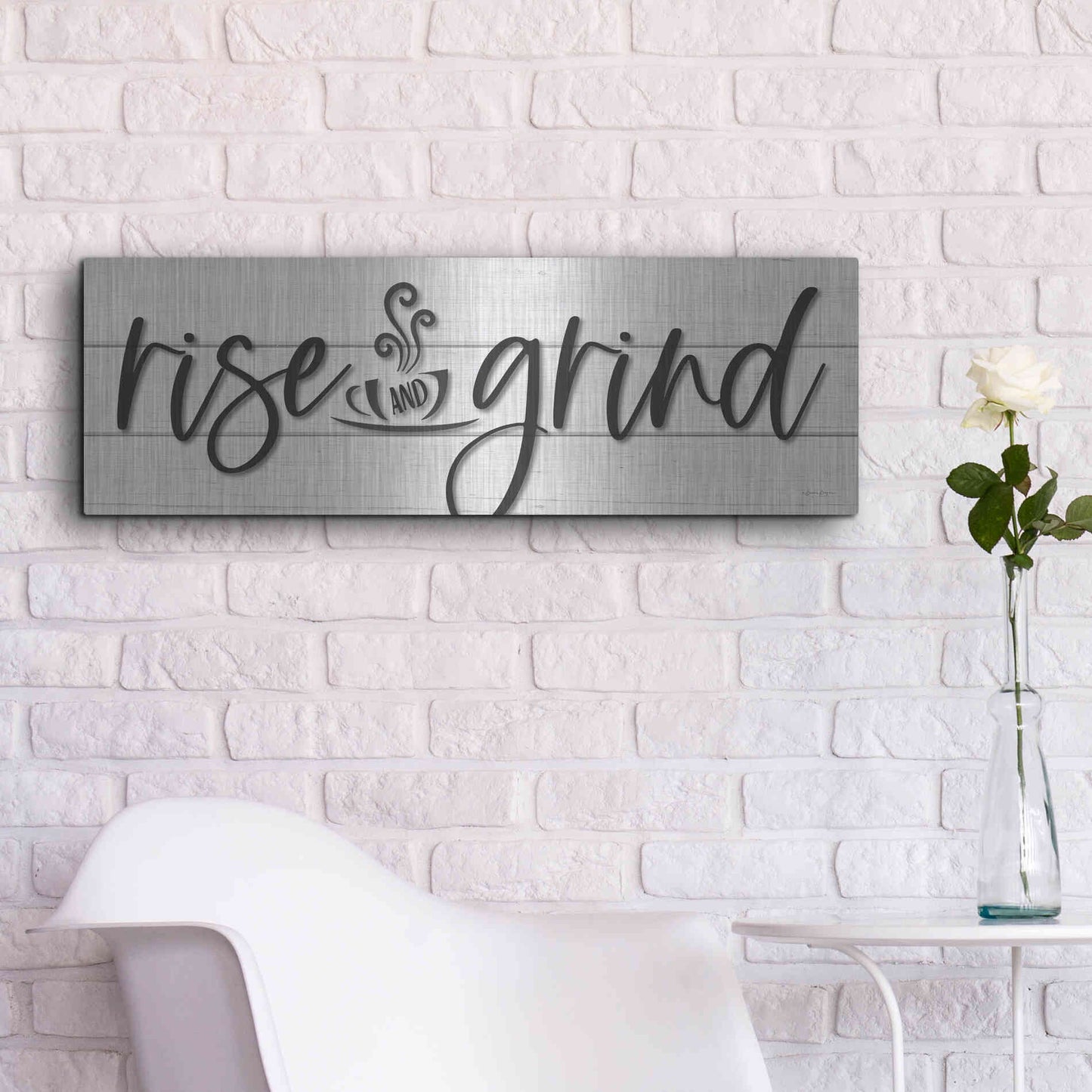 Luxe Metal Art 'Rise and Grind     ' by Susie Boyer, Metal Wall Art,36x12