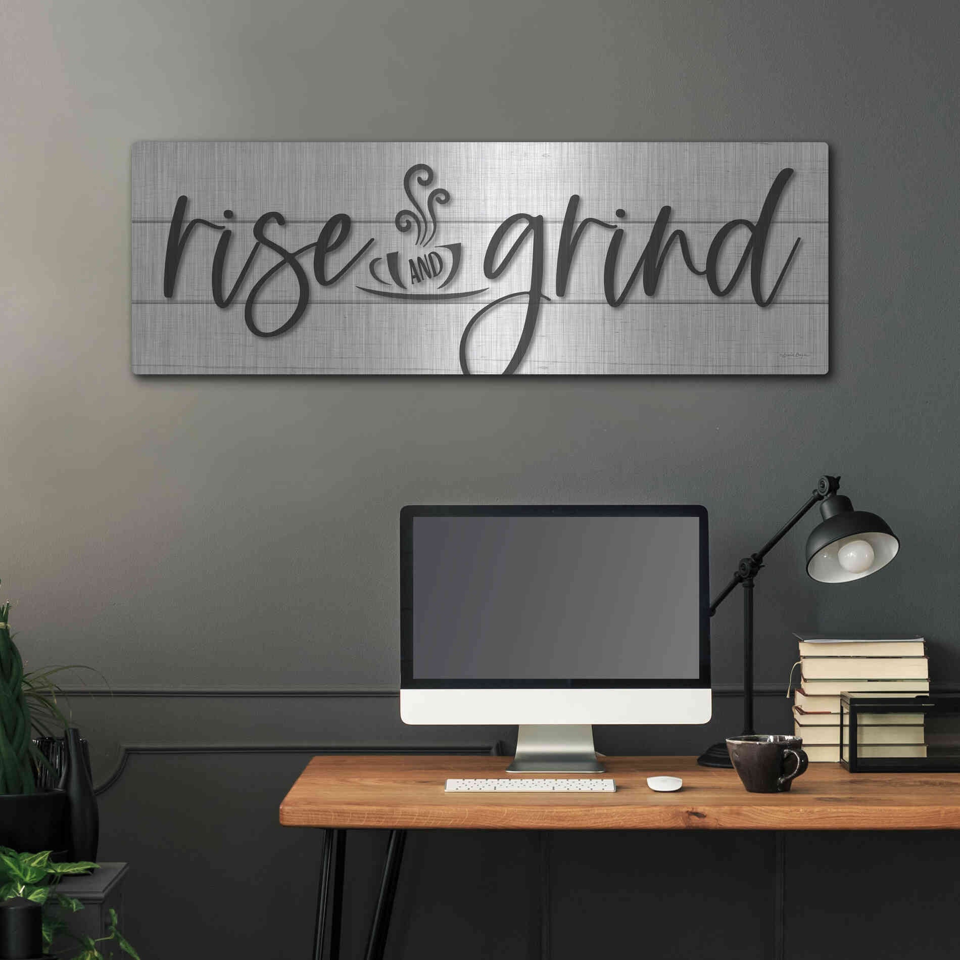 Luxe Metal Art 'Rise and Grind     ' by Susie Boyer, Metal Wall Art,48x16