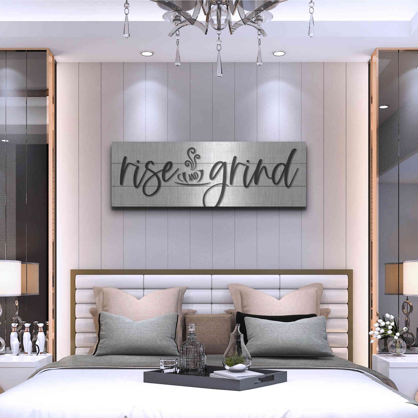 Luxe Metal Art 'Rise and Grind     ' by Susie Boyer, Metal Wall Art,48x16