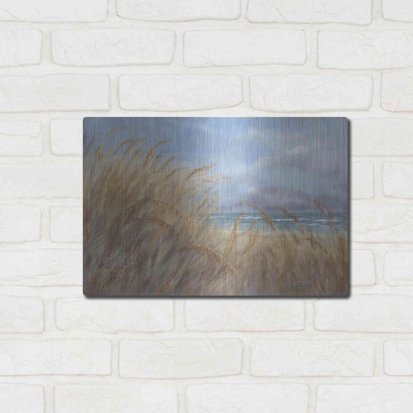 Luxe Metal Art 'Windy Day at the Shore    ' by Pam Britton, Metal Wall Art,16x12