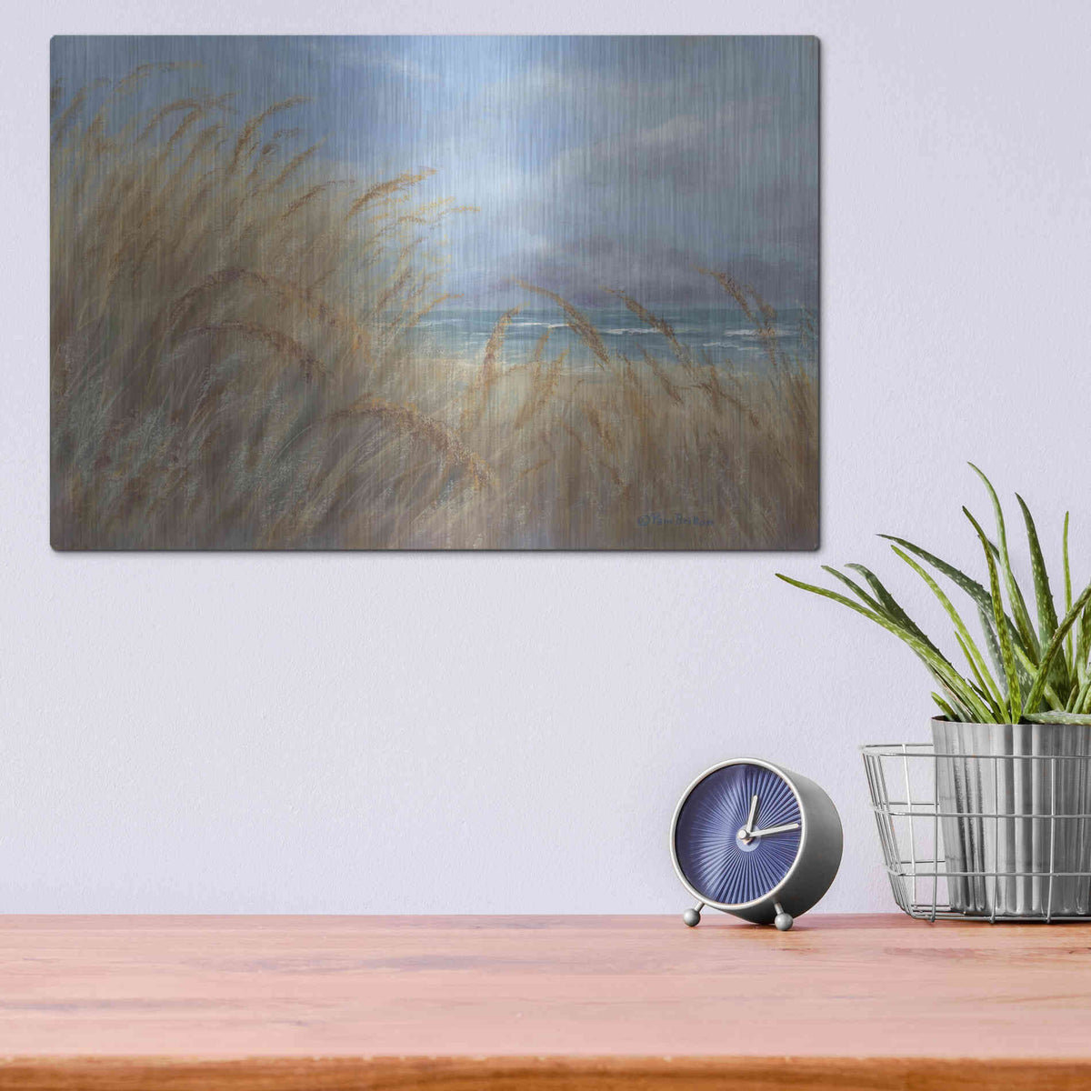 Luxe Metal Art 'Windy Day at the Shore    ' by Pam Britton, Metal Wall Art,16x12