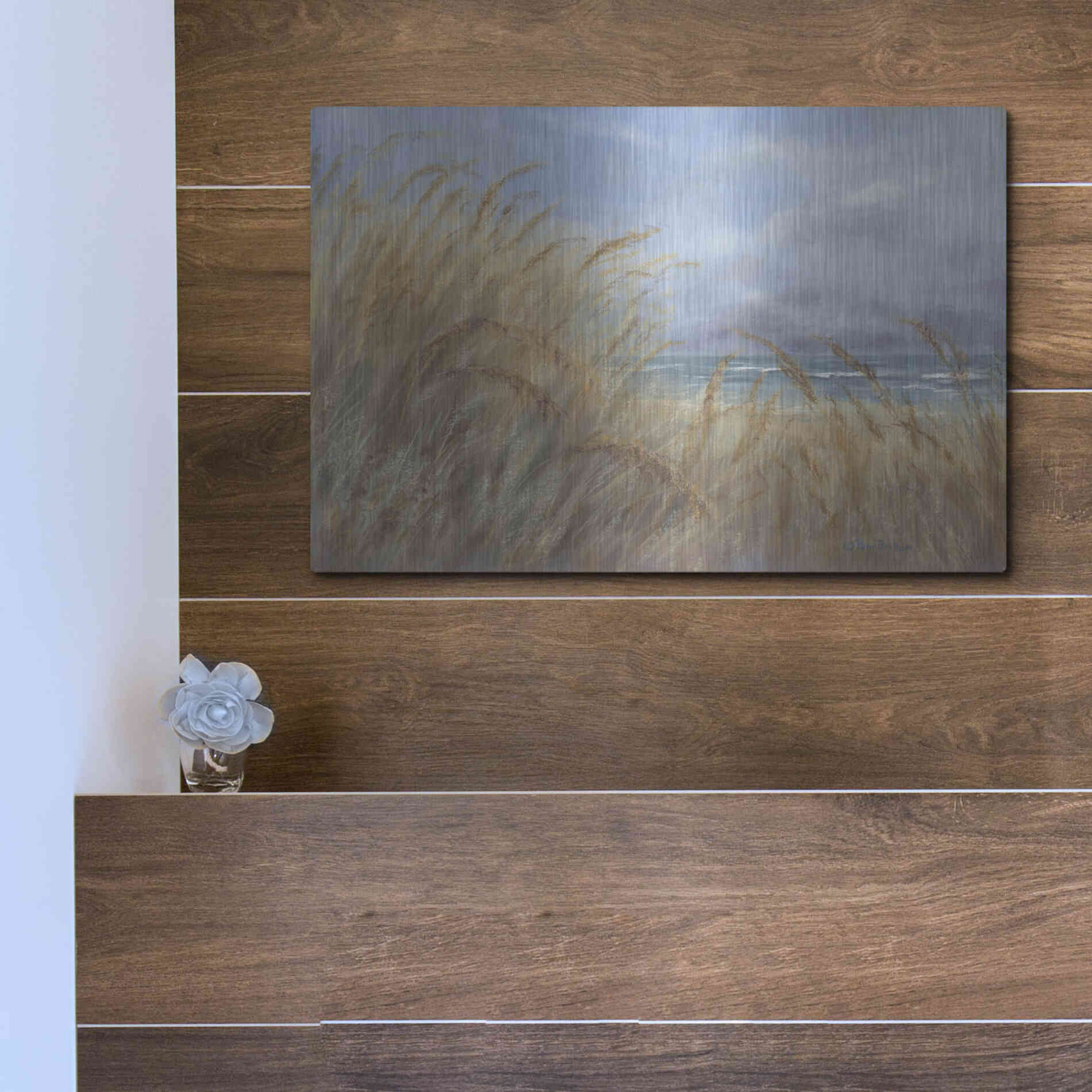 Luxe Metal Art 'Windy Day at the Shore    ' by Pam Britton, Metal Wall Art,16x12