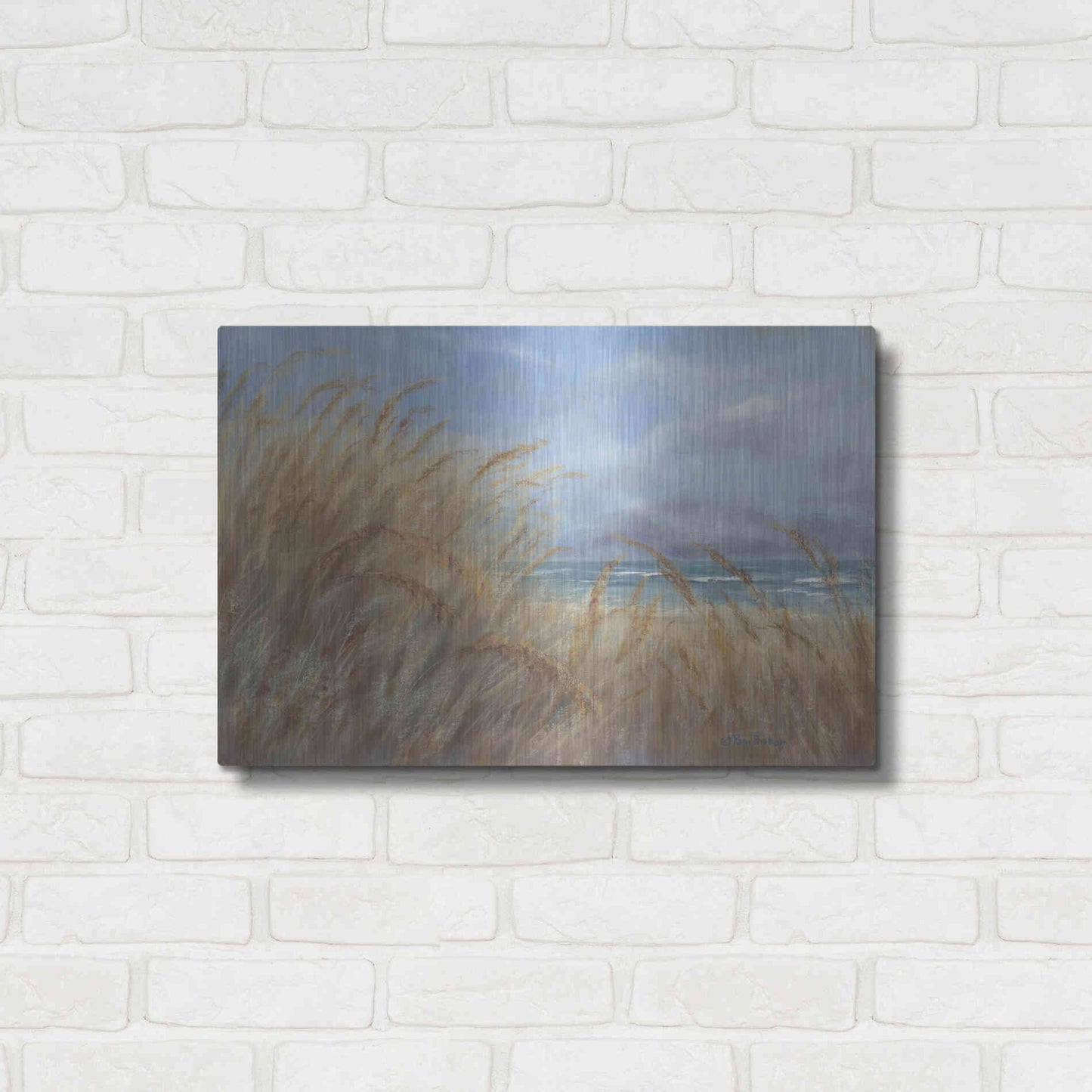 Luxe Metal Art 'Windy Day at the Shore    ' by Pam Britton, Metal Wall Art,24x16