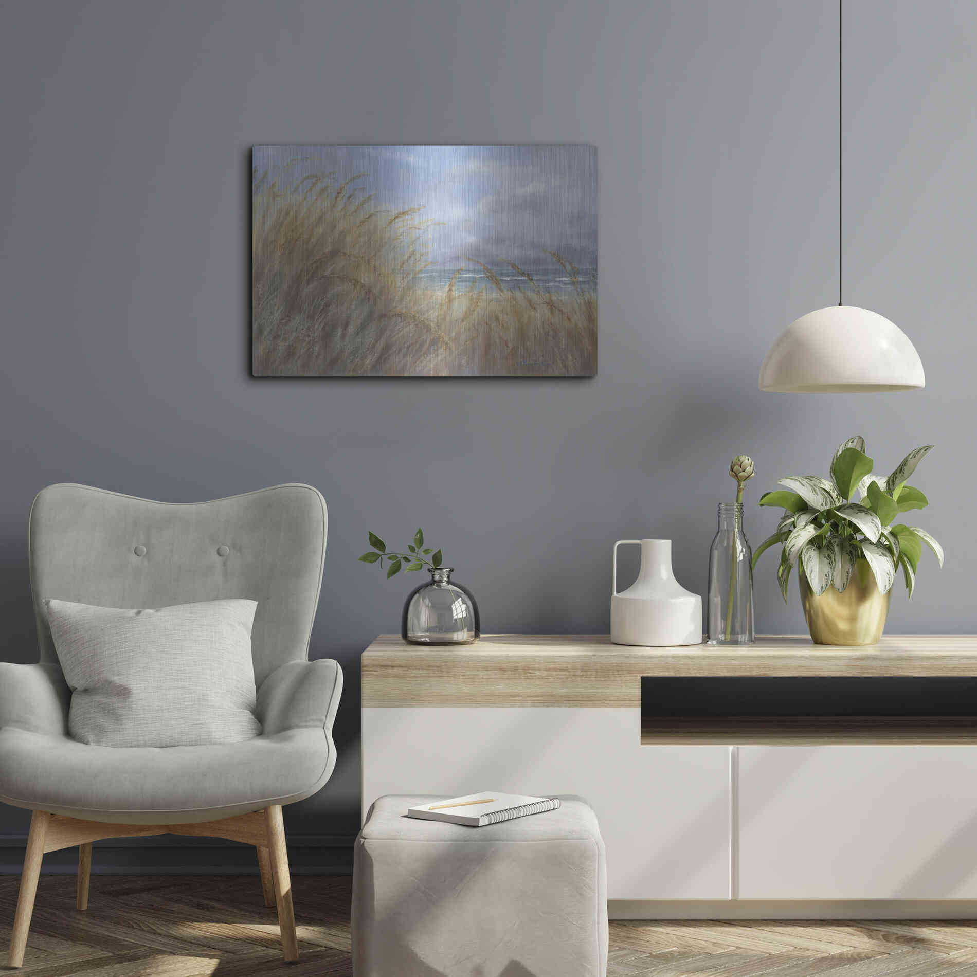 Luxe Metal Art 'Windy Day at the Shore    ' by Pam Britton, Metal Wall Art,24x16