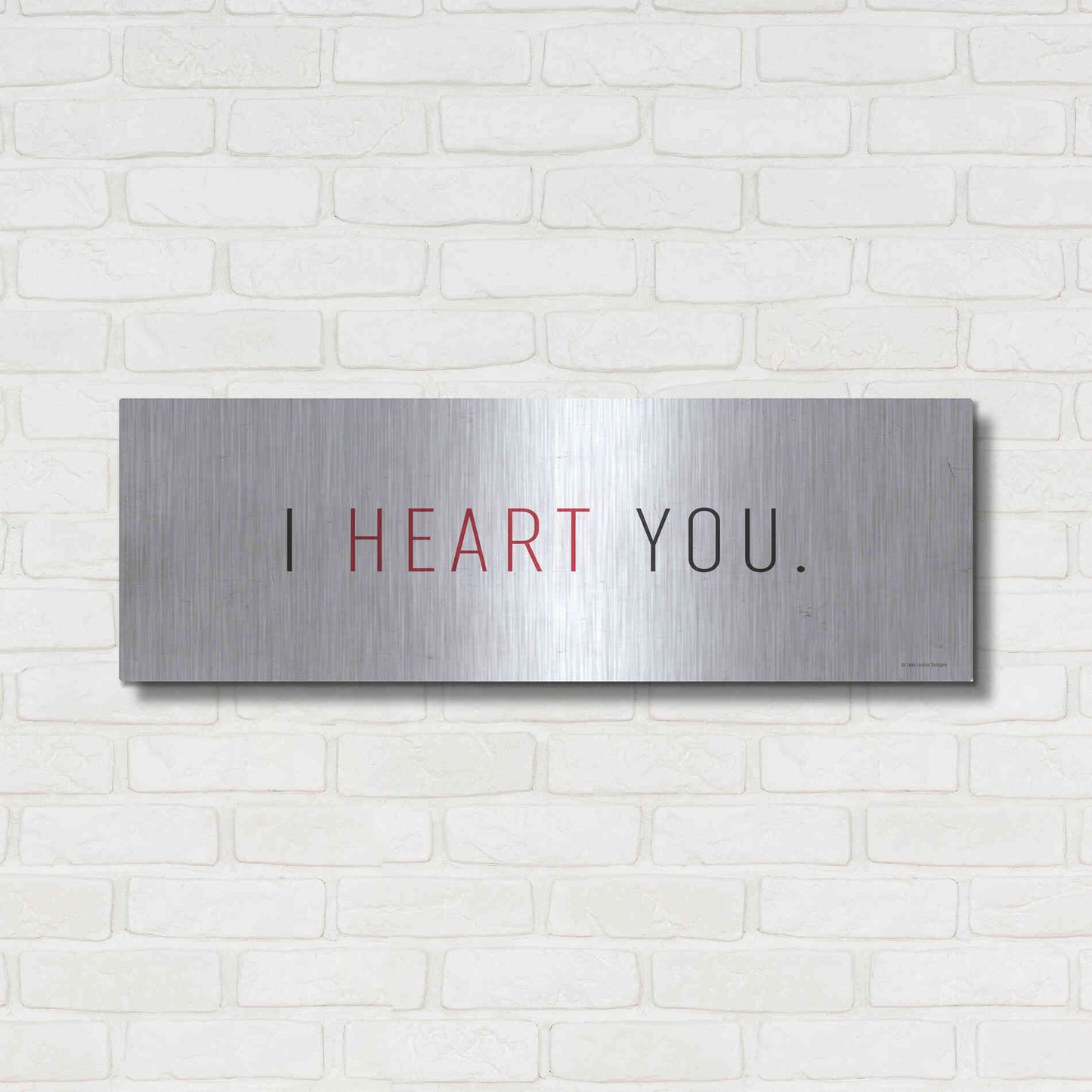 Luxe Metal Art 'I Heart You' by Lady Louise Designs, Metal Wall Art,36x12