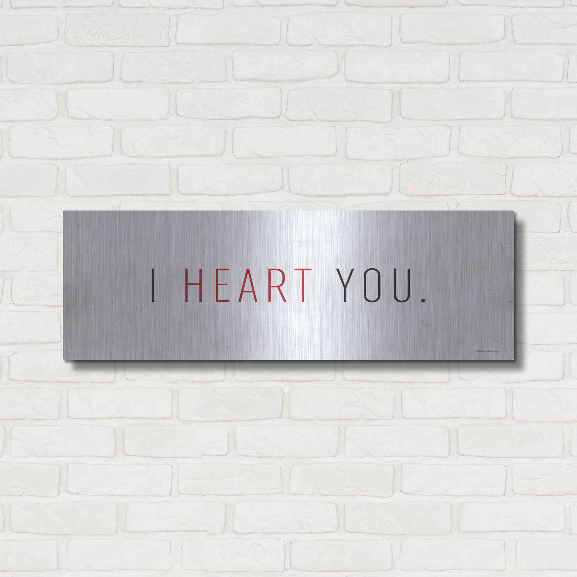 Luxe Metal Art 'I Heart You' by Lady Louise Designs, Metal Wall Art,36x12