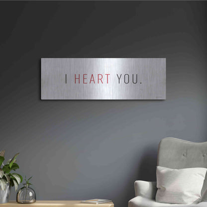 Luxe Metal Art 'I Heart You' by Lady Louise Designs, Metal Wall Art,36x12