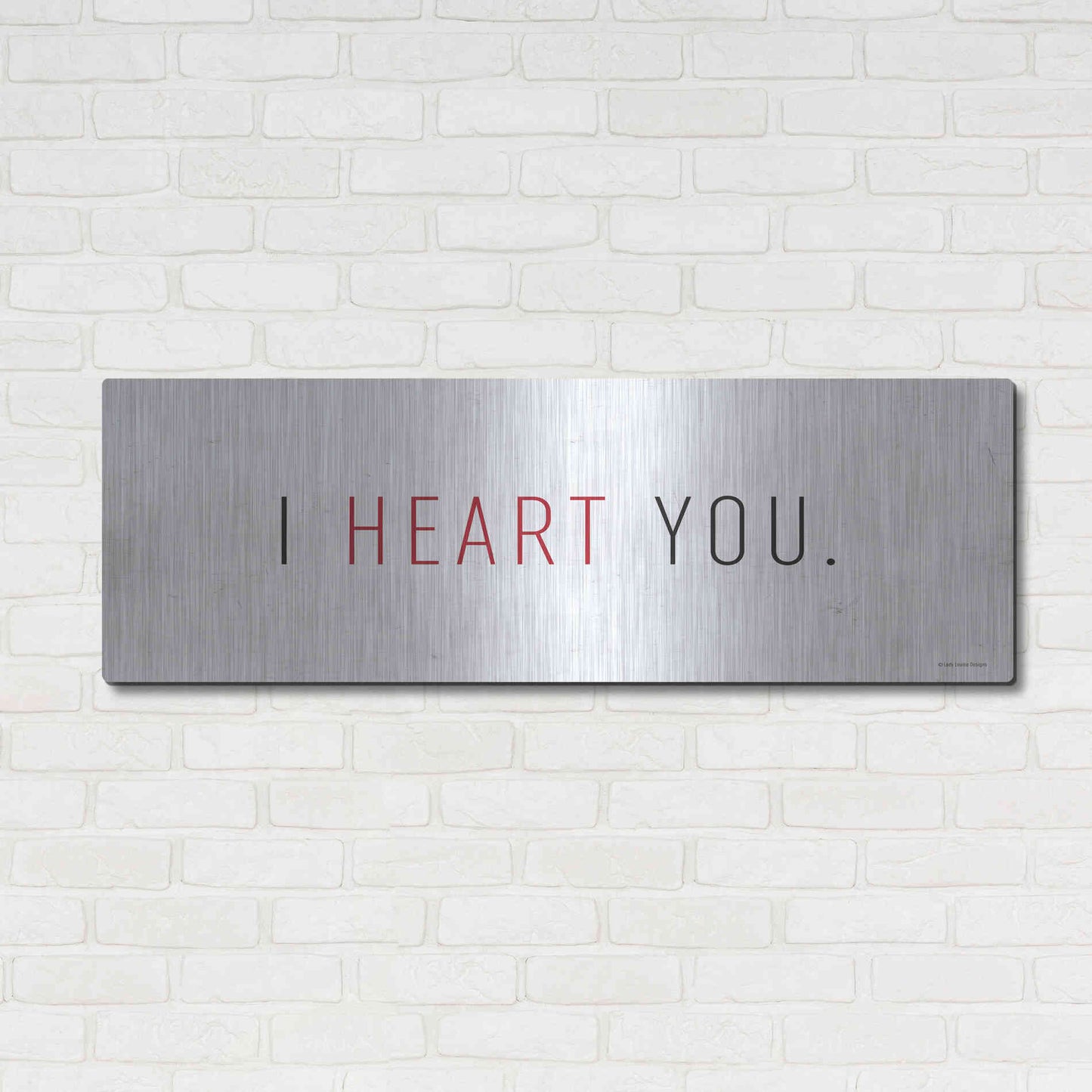 Luxe Metal Art 'I Heart You' by Lady Louise Designs, Metal Wall Art,48x16