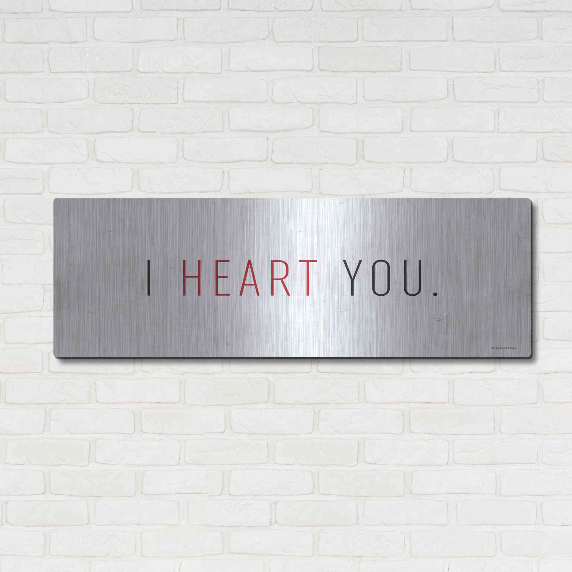 Luxe Metal Art 'I Heart You' by Lady Louise Designs, Metal Wall Art,48x16