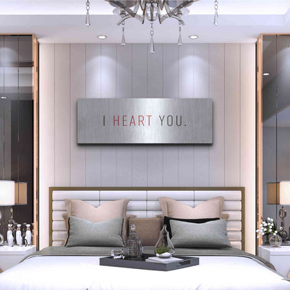 Luxe Metal Art 'I Heart You' by Lady Louise Designs, Metal Wall Art,48x16
