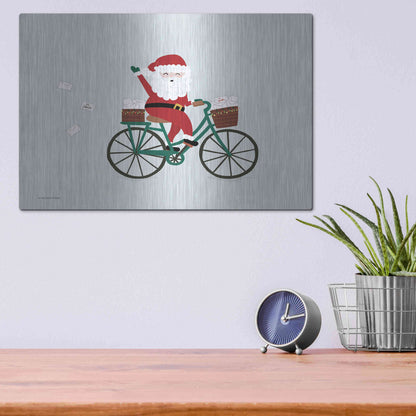 Luxe Metal Art 'Santa Bike' by Lady Louise Designs, Metal Wall Art,16x12