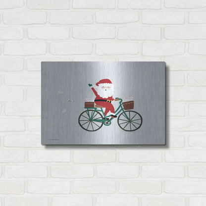 Luxe Metal Art 'Santa Bike' by Lady Louise Designs, Metal Wall Art,24x16