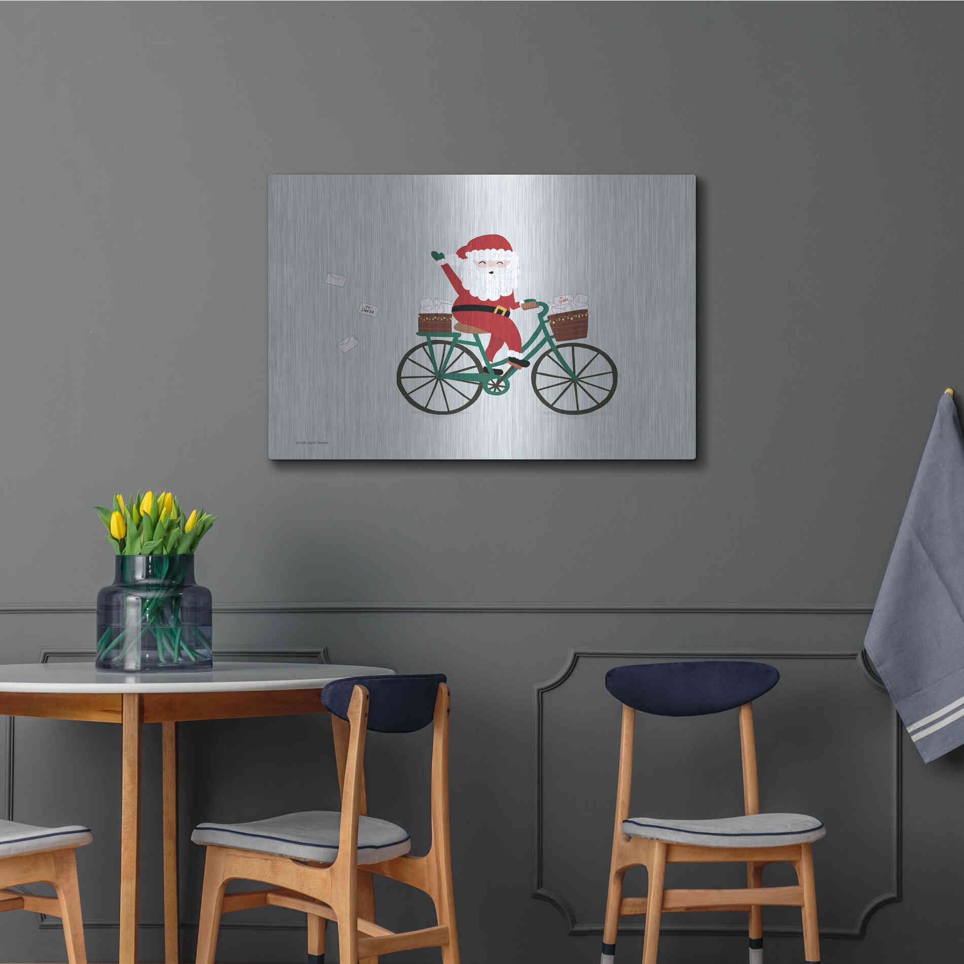 Luxe Metal Art 'Santa Bike' by Lady Louise Designs, Metal Wall Art,36x24