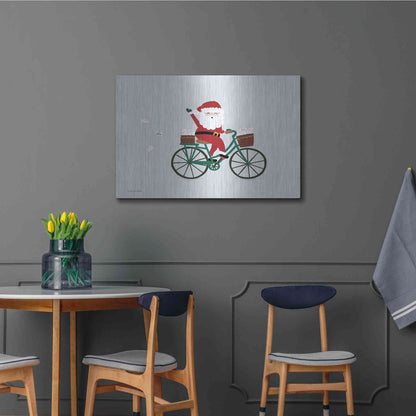 Luxe Metal Art 'Santa Bike' by Lady Louise Designs, Metal Wall Art,36x24