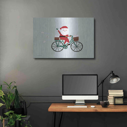 Luxe Metal Art 'Santa Bike' by Lady Louise Designs, Metal Wall Art,36x24