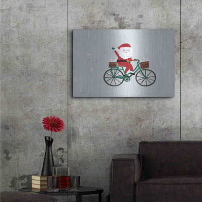 Luxe Metal Art 'Santa Bike' by Lady Louise Designs, Metal Wall Art,36x24