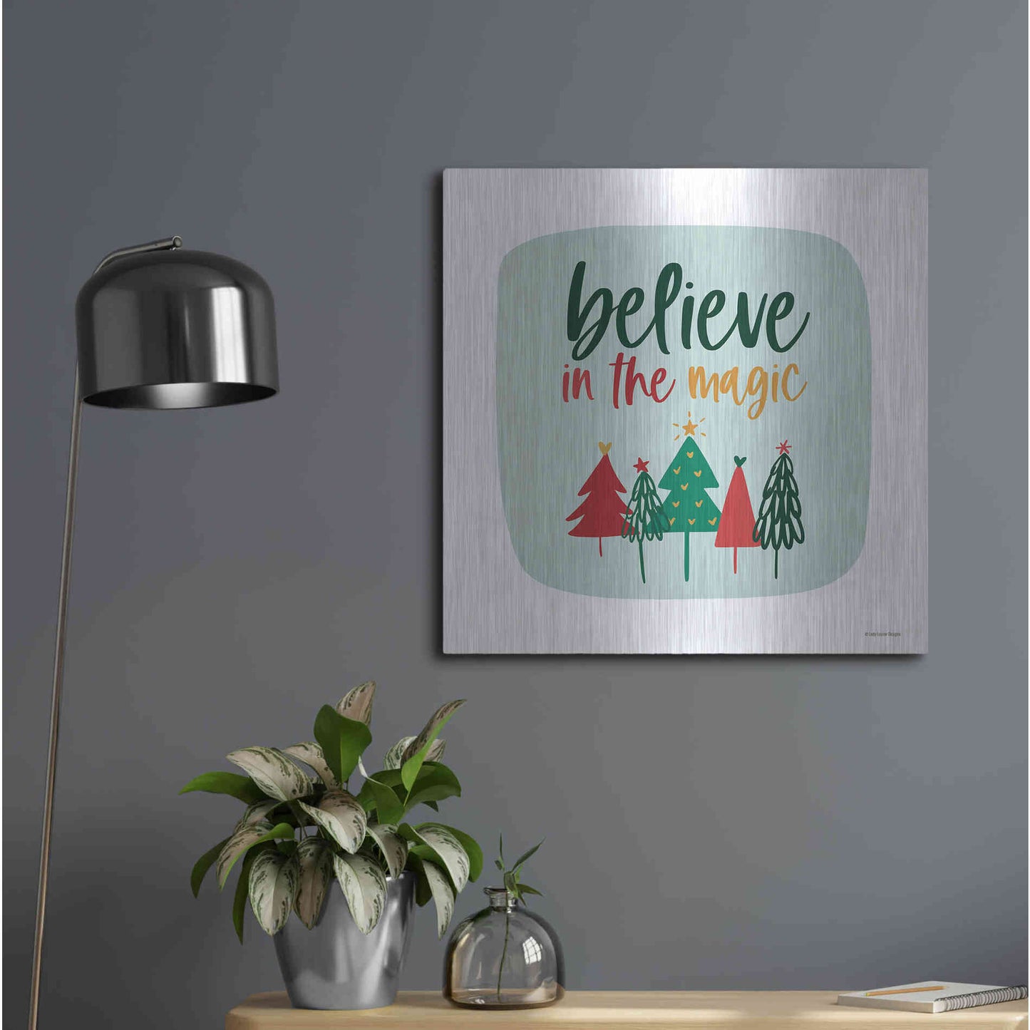 Luxe Metal Art 'Believe in the Magic' by Lady Louise Designs, Metal Wall Art,24x24