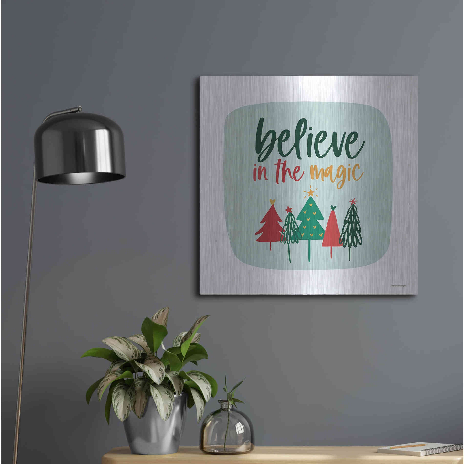 Luxe Metal Art 'Believe in the Magic' by Lady Louise Designs, Metal Wall Art,24x24