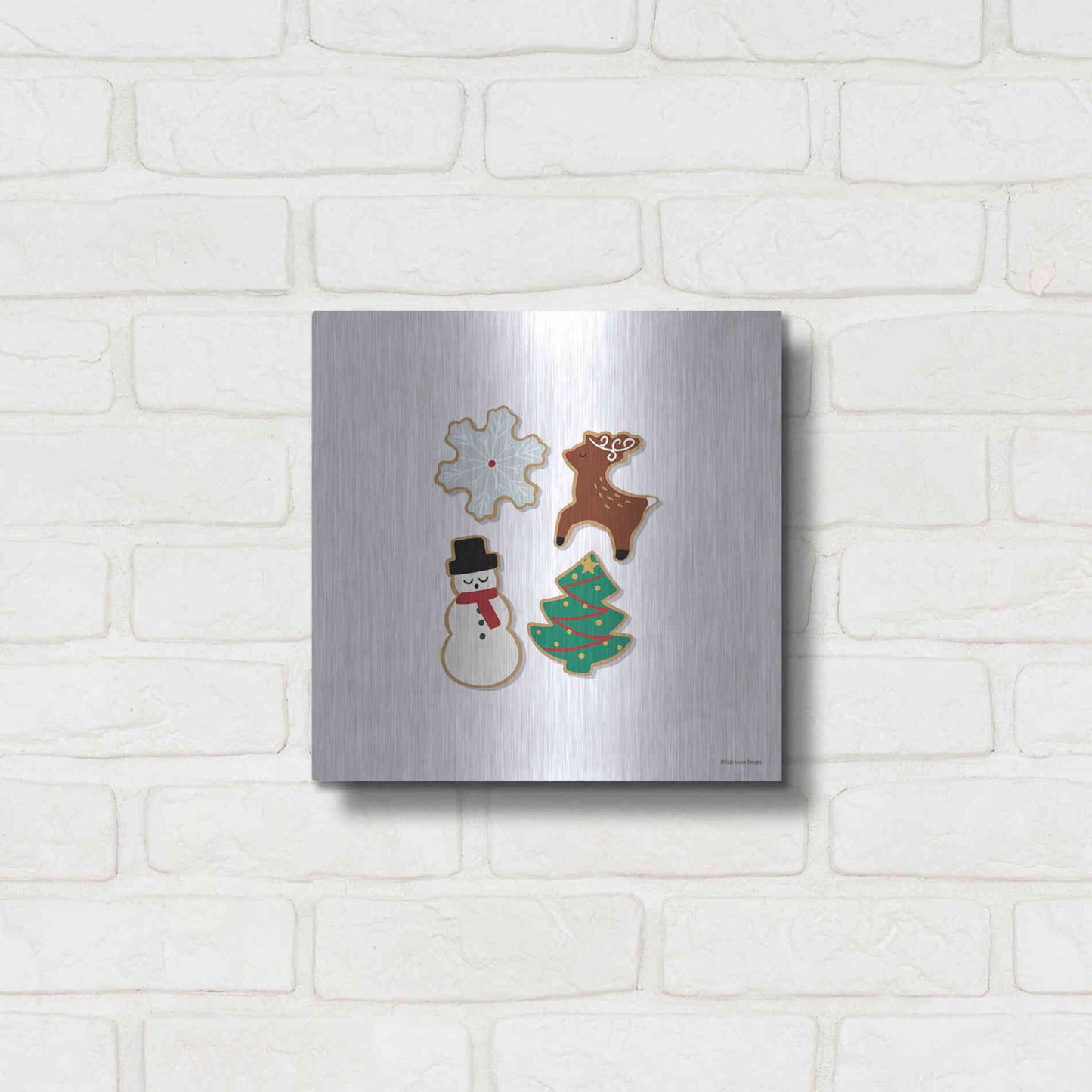 Luxe Metal Art 'Christmas Cookies' by Lady Louise Designs, Metal Wall Art,12x12