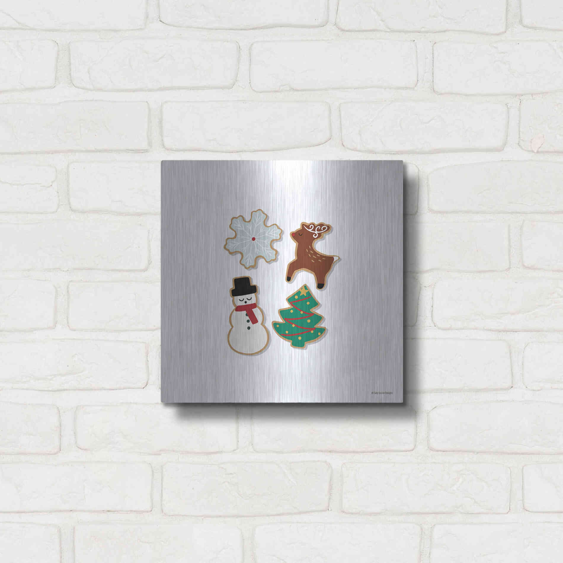 Luxe Metal Art 'Christmas Cookies' by Lady Louise Designs, Metal Wall Art,12x12