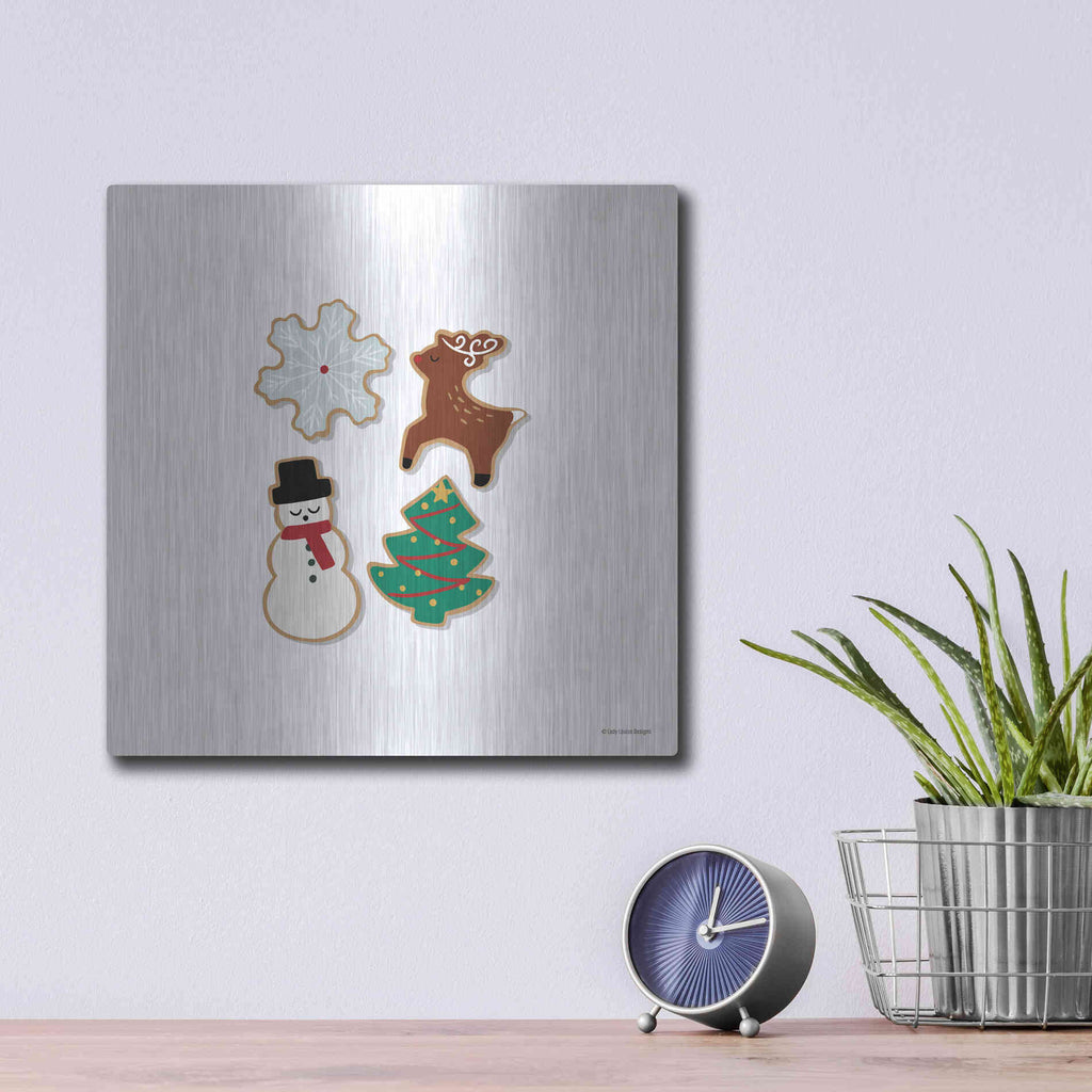 Luxe Metal Art 'Christmas Cookies' by Lady Louise Designs, Metal Wall Art,12x12