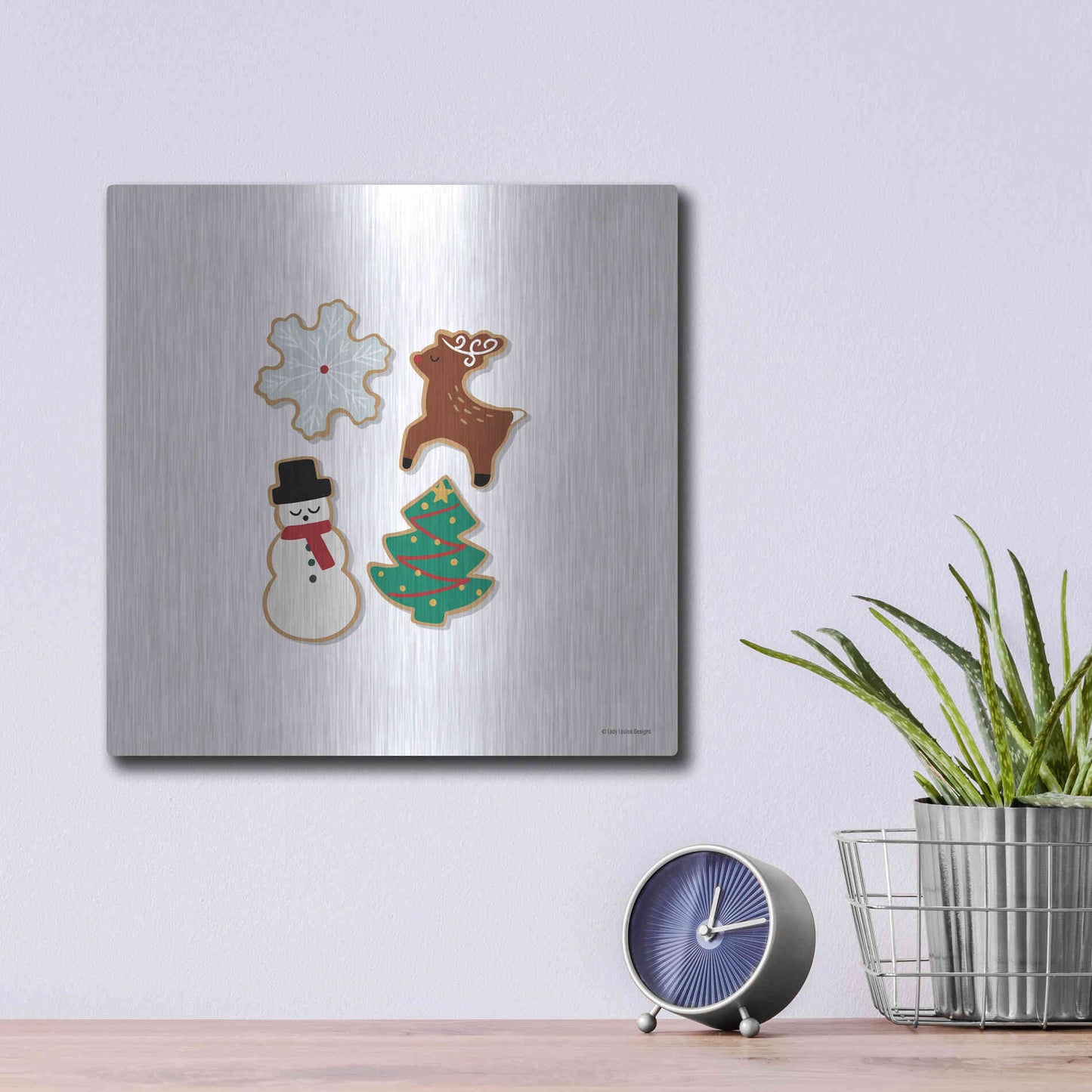 Luxe Metal Art 'Christmas Cookies' by Lady Louise Designs, Metal Wall Art,12x12