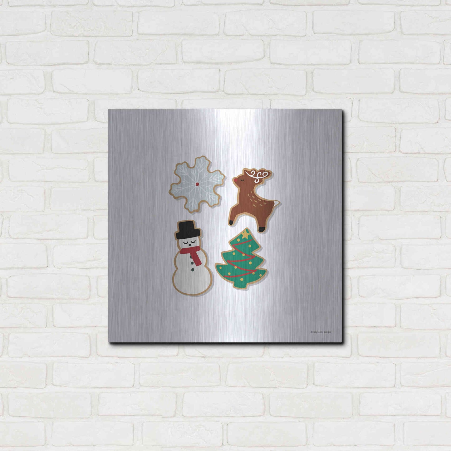Luxe Metal Art 'Christmas Cookies' by Lady Louise Designs, Metal Wall Art,24x24